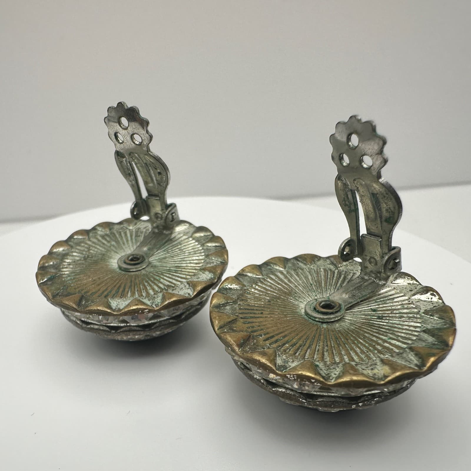 Vintage 90s Lisner Black Rhinestone Clip On Earrings Silver tone Women's Jewelry - Thumbnail 7