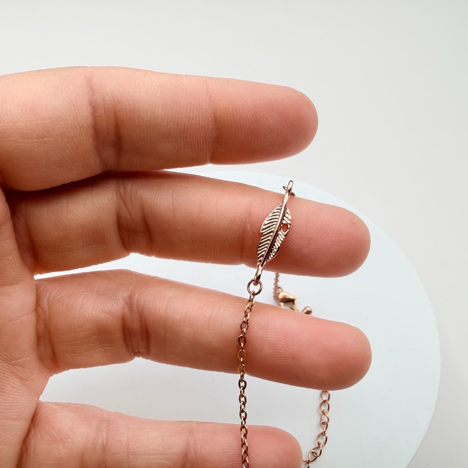 Vintage Y2K Rose Gold Tone Feather Bracelet Boho Women's Classic Jewelry - Thumbnail 7