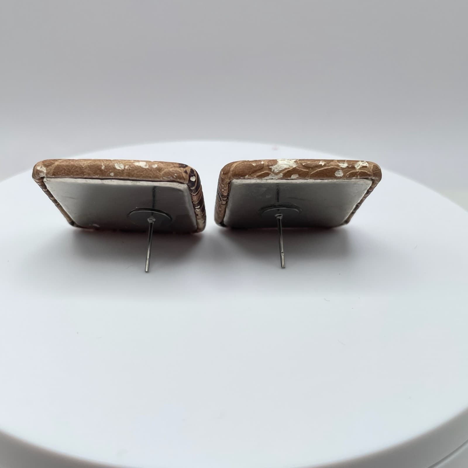 Vintage 80s Square Stud Earrings Retro Boho Women's Classic Fashion Jewelry - Thumbnail 7