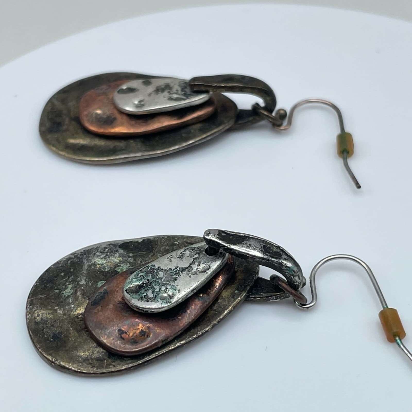 Vintage 80s Multi Layered Teardrop Earrings Boho Women's Classic Fashion Jewelry - Thumbnail 9