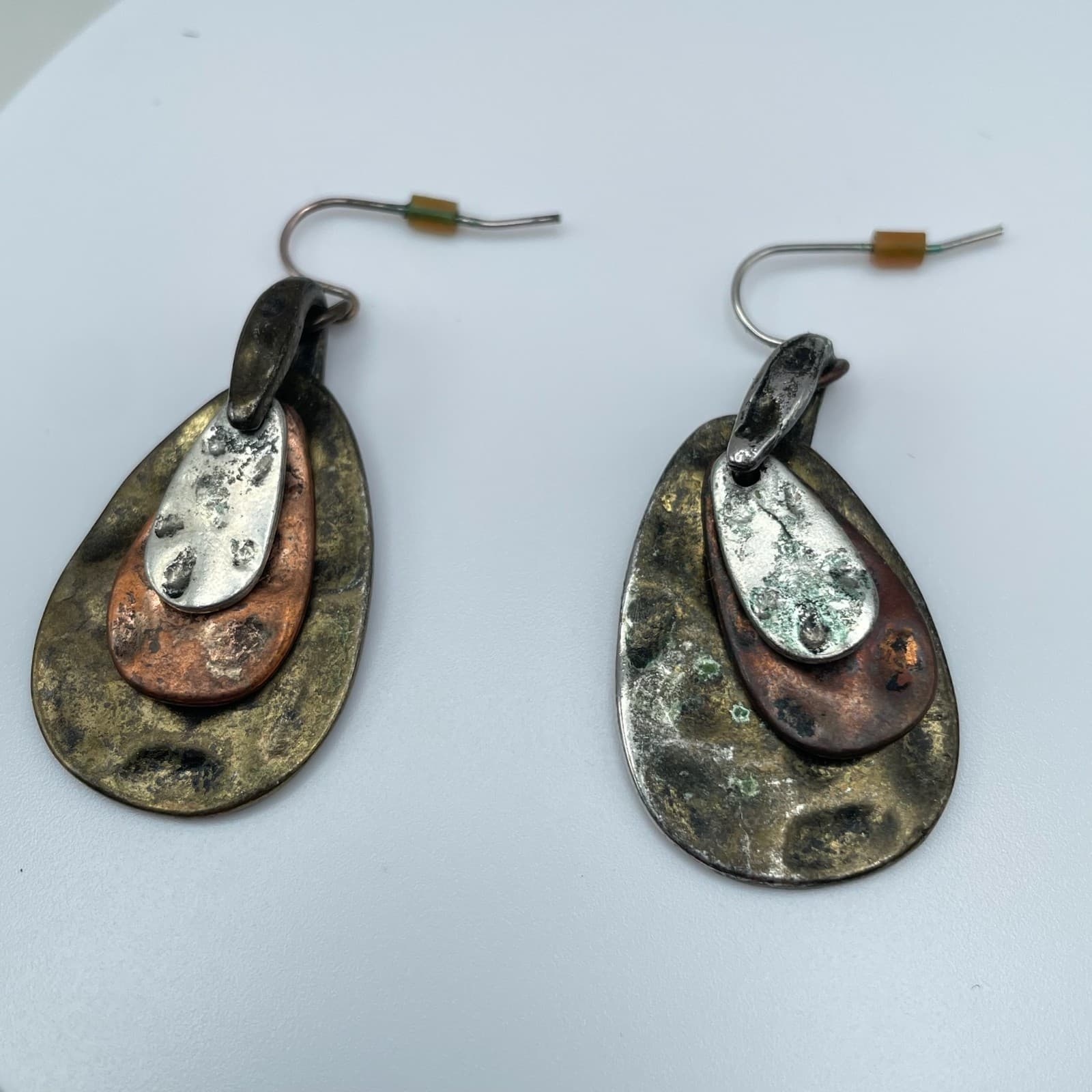 Vintage 80s Multi Layered Teardrop Earrings Boho Women's Classic Fashion Jewelry - Thumbnail 5