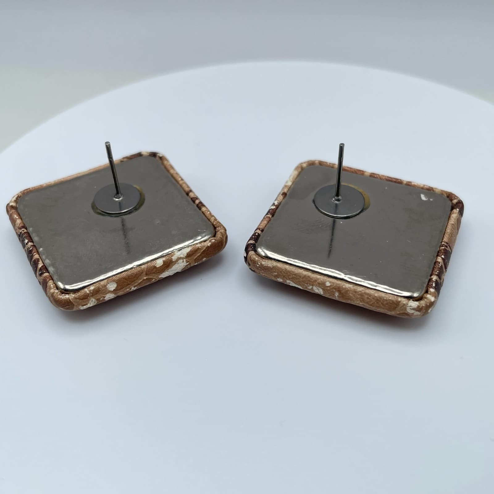 Vintage 80s Square Stud Earrings Retro Boho Women's Classic Fashion Jewelry - Thumbnail 5