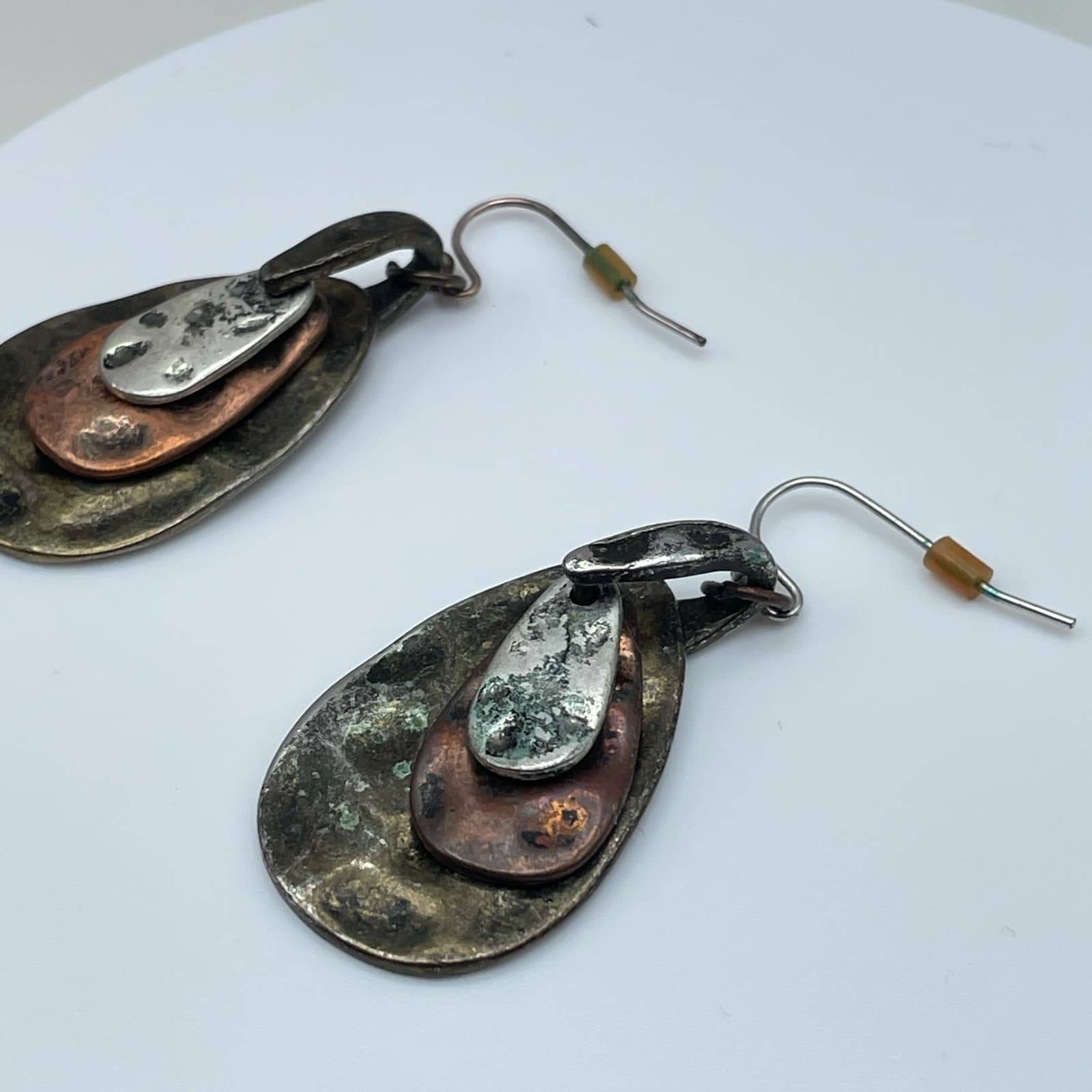 Vintage 80s Multi Layered Teardrop Earrings Boho Women's Classic Fashion Jewelry - Thumbnail 8