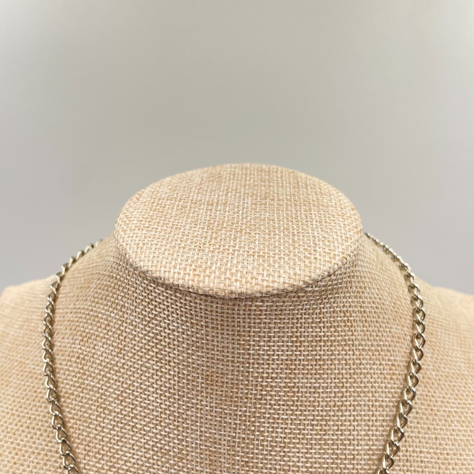 VTG Silver-Tone White Rhinestone Petal Daisy Charm Garland Bib Station Necklace - Thumbnail 2