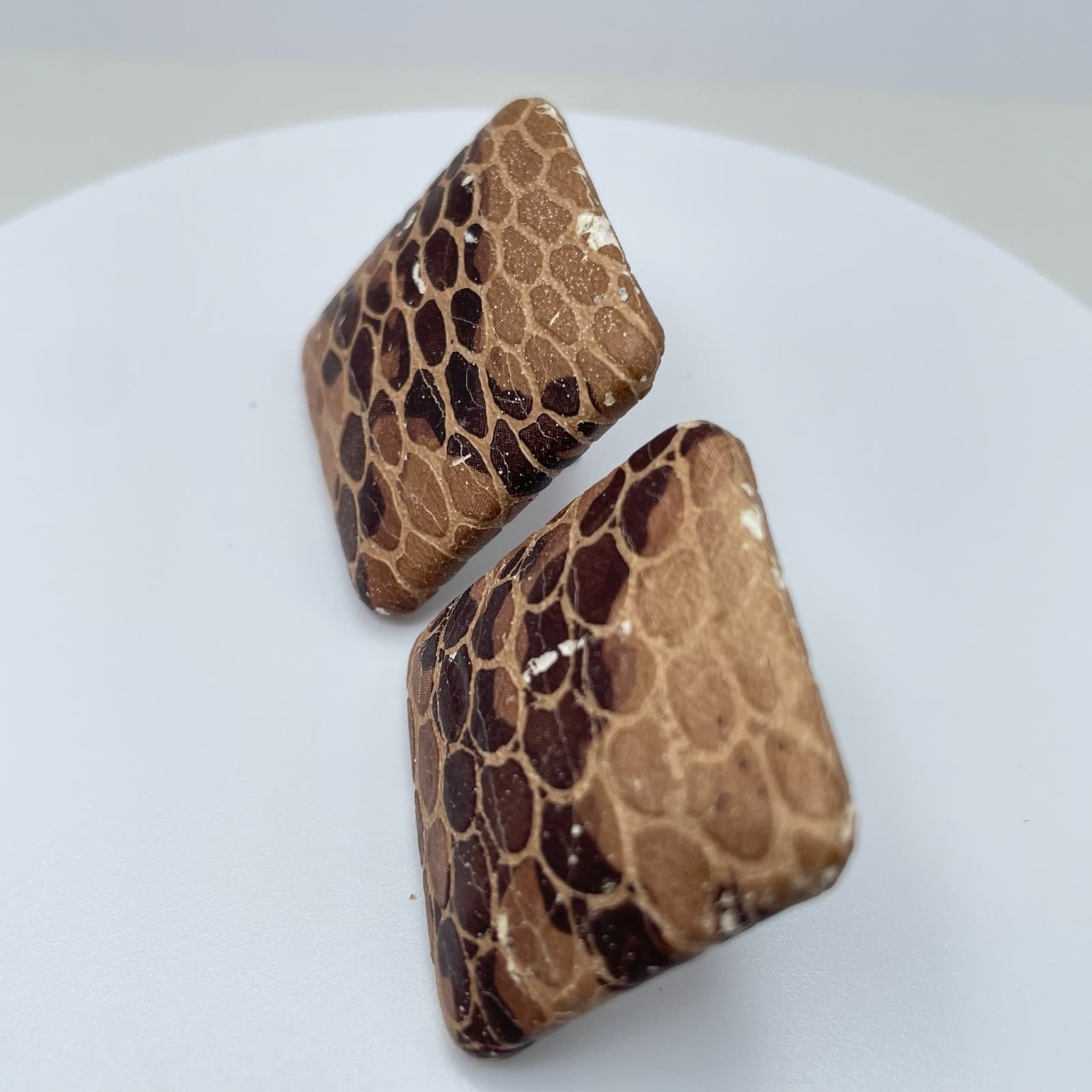 Vintage 80s Square Stud Earrings Retro Boho Women's Classic Fashion Jewelry - Thumbnail 2