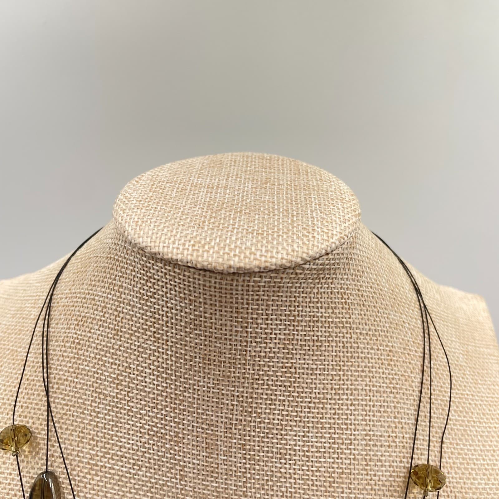 Silver-Tone Translucent Floating Beads Triple-Stranded Station Lobster Necklace - Thumbnail 2