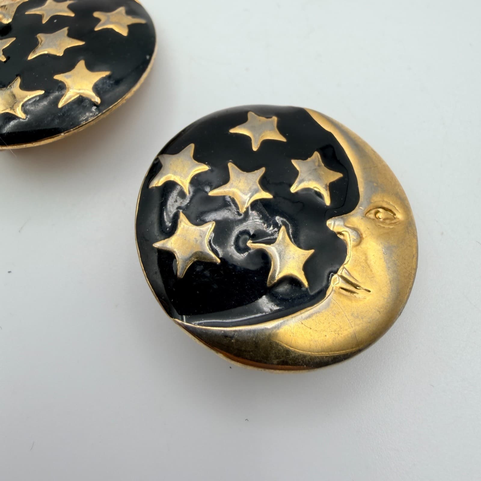 Vintage 90s Enamel Stud Earrings Set Gold Tone Boho Women's Classic Jewelry - Thumbnail 6
