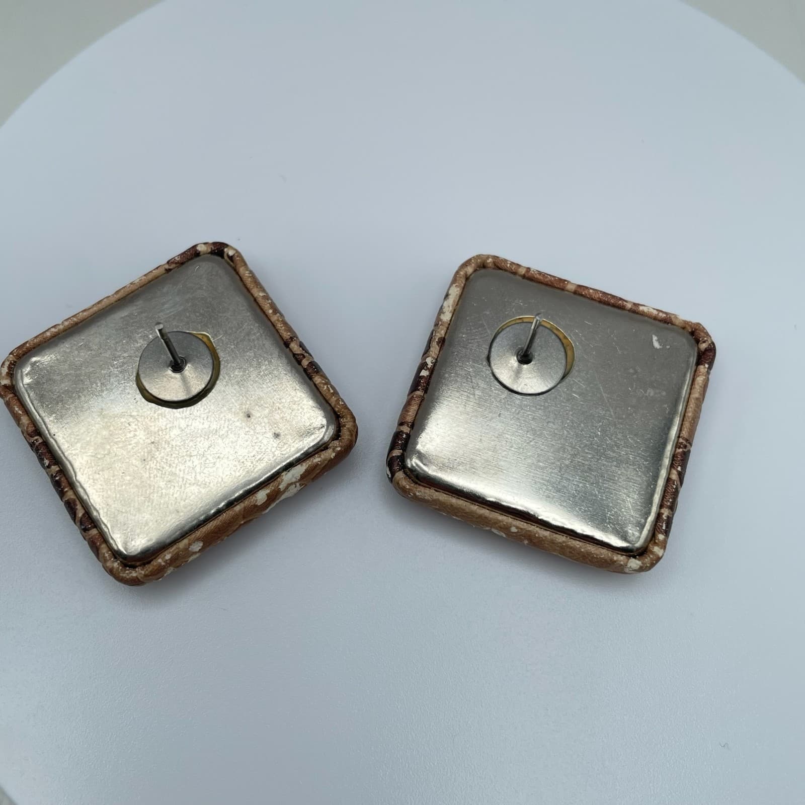 Vintage 80s Square Stud Earrings Retro Boho Women's Classic Fashion Jewelry - Thumbnail 4