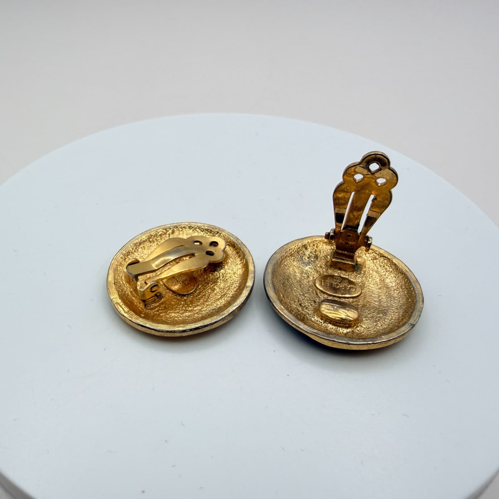 Vintage 90s Enamel Stud Earrings Set Gold Tone Boho Women's Classic Jewelry - Thumbnail 8