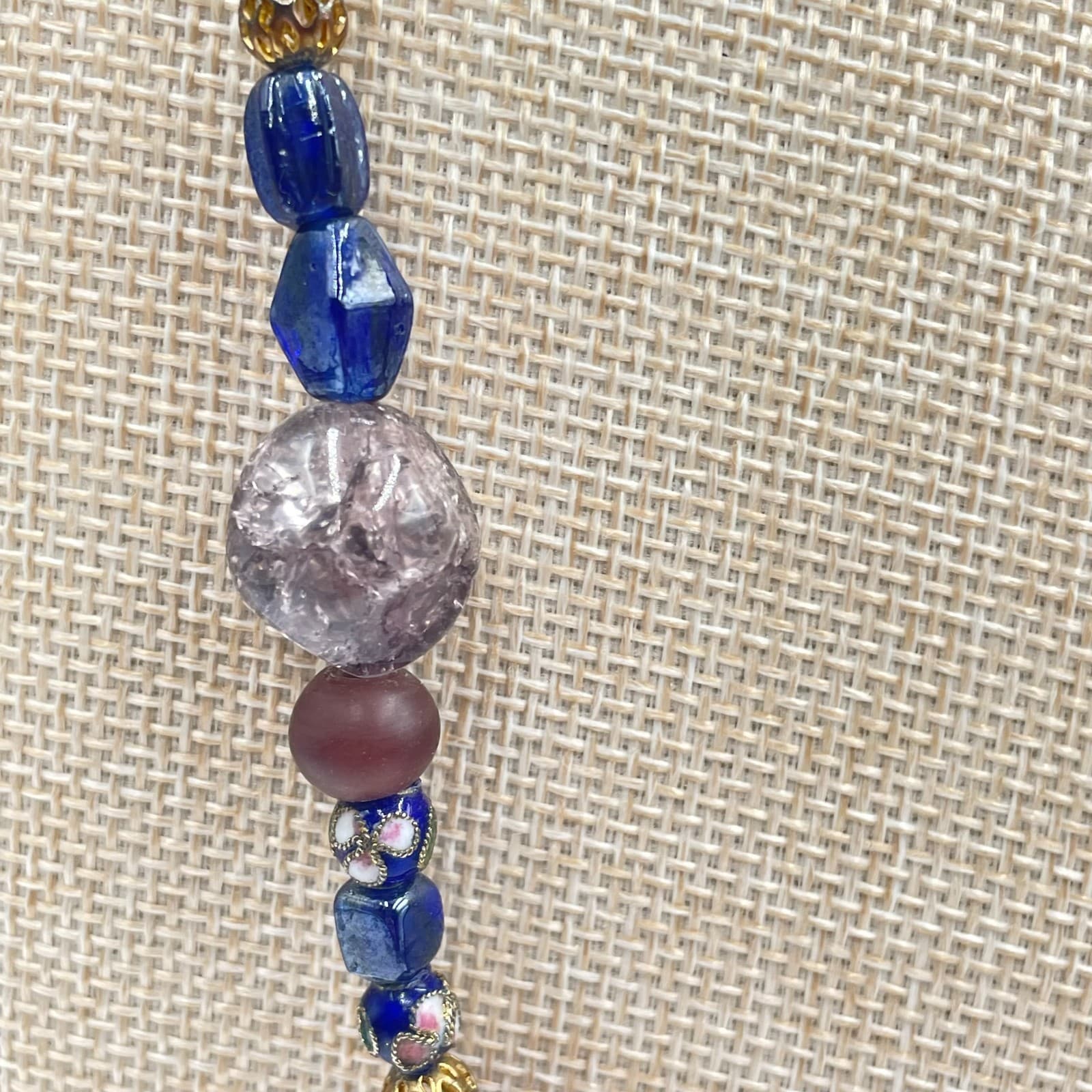 Vintage Multicolor Bohemian Murano Glass Beaded Single Strand Opera Necklace - Thumbnail 3