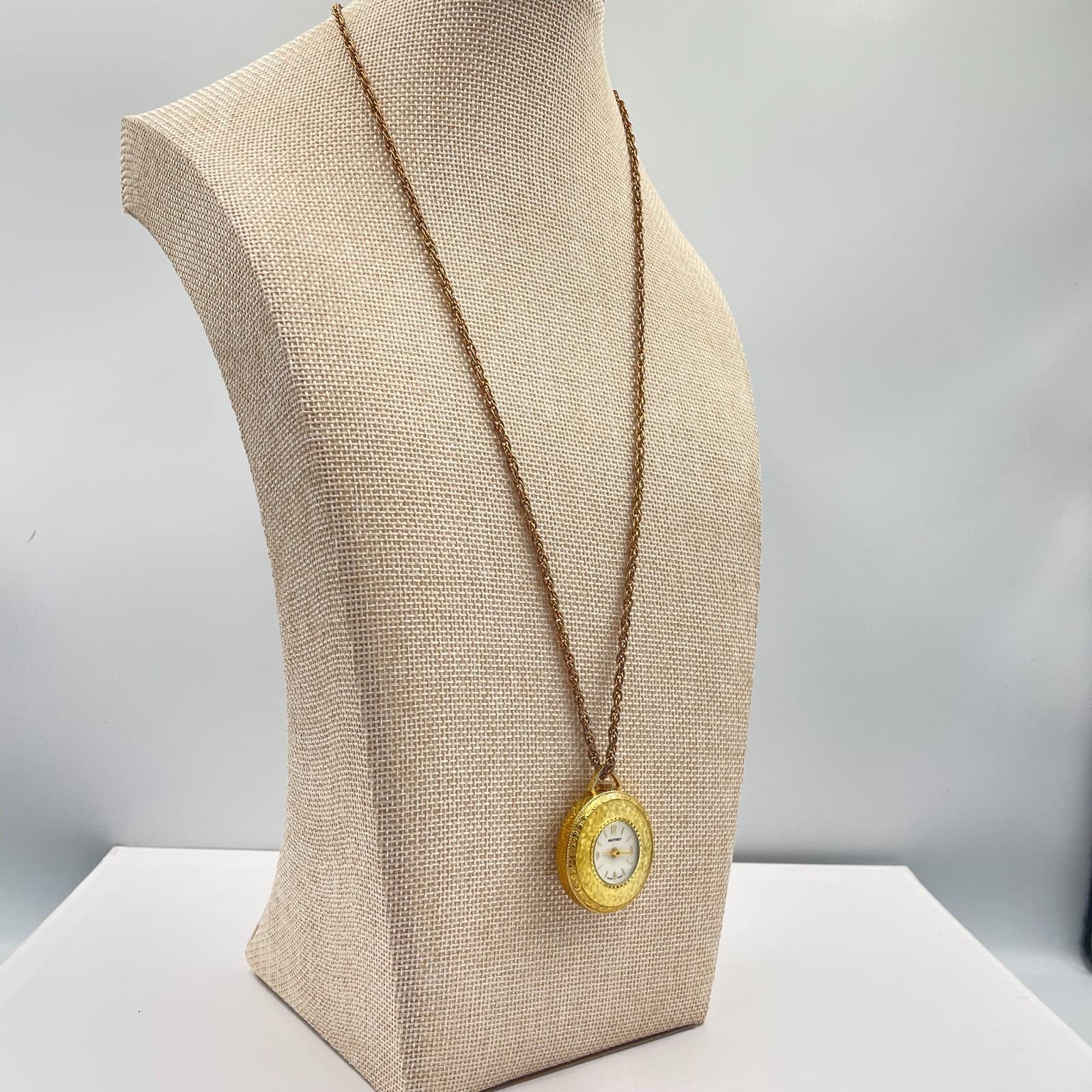 VTG Whitney Gold-Tone Fashion Horology Swiss-Made Dial Watch Pendant Necklace - Thumbnail 6