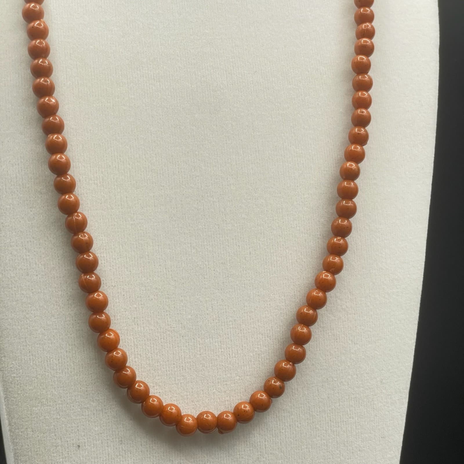 Vintage Chinese Traditional Momo Coral Plastic Classic Beaded Necklace - 11" - Thumbnail 6