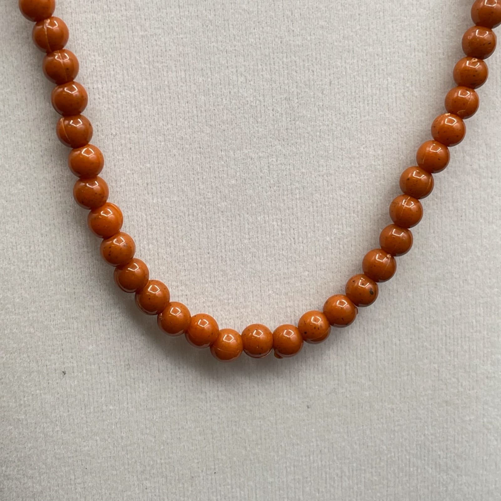 Vintage Chinese Traditional Momo Coral Plastic Classic Beaded Necklace - 11" - Thumbnail 7