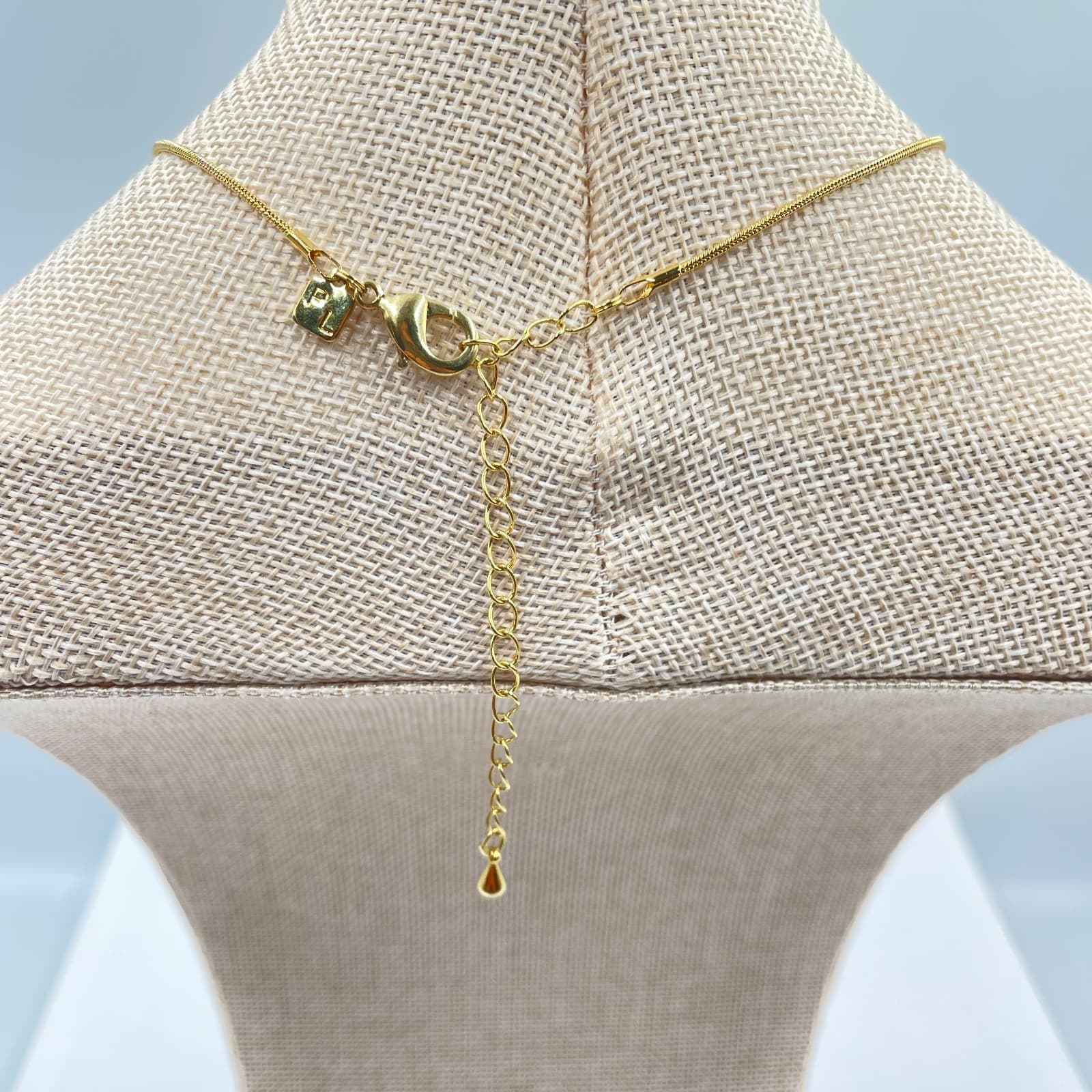 Adjustable Gold-Tone Fashion Stardust Open Teardrop Pendant Lobster Necklace - Thumbnail 6