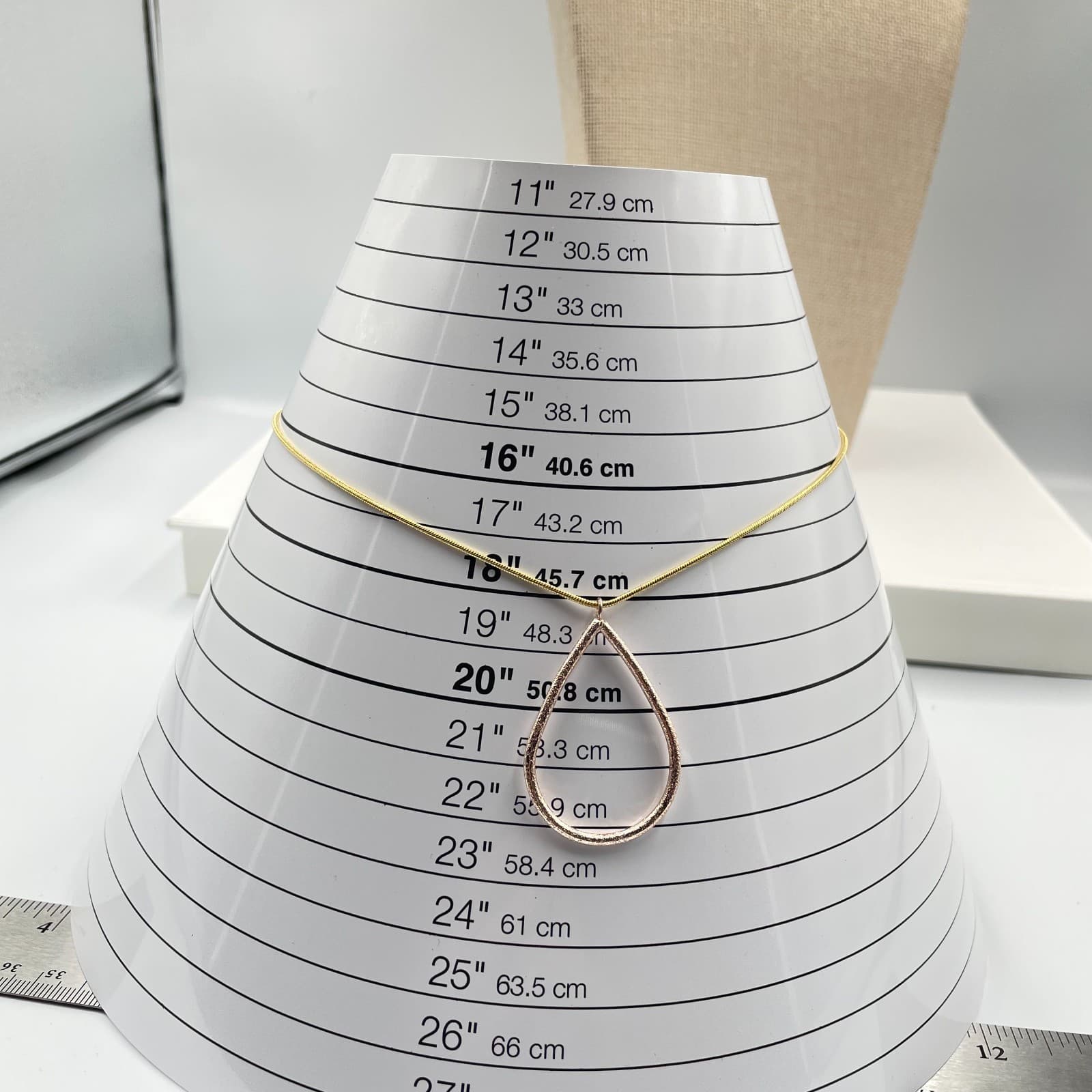 Adjustable Gold-Tone Fashion Stardust Open Teardrop Pendant Lobster Necklace - Thumbnail 7