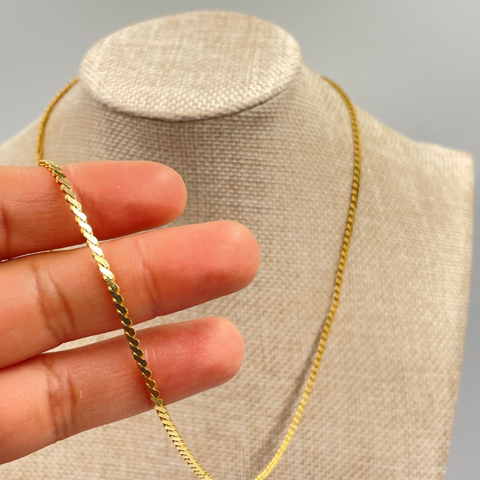 Vintage Gold Tone Classic Fashion Unisex Franco Chain Opera Push Lock Necklace - Thumbnail 5