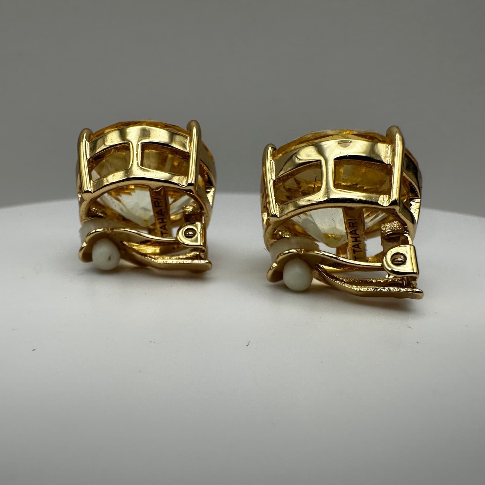 Vintage 90s gold-tone round faceted vitrine statement earrings Women's Jewelry - Thumbnail 5