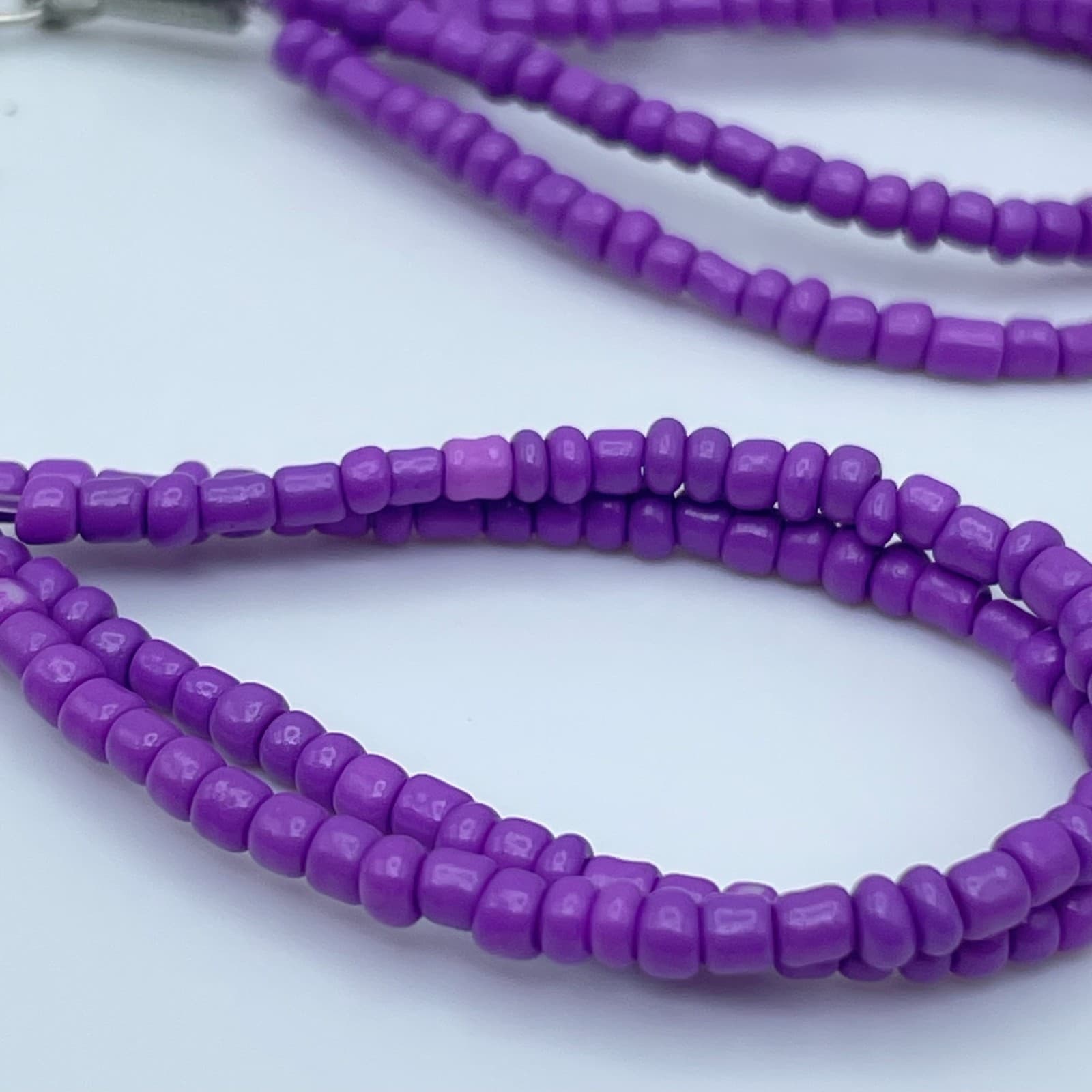 Vintage 90s Purple Seed Bead Dangle Earrings Boho Multi Strand Teardrop Fashion - Thumbnail 6