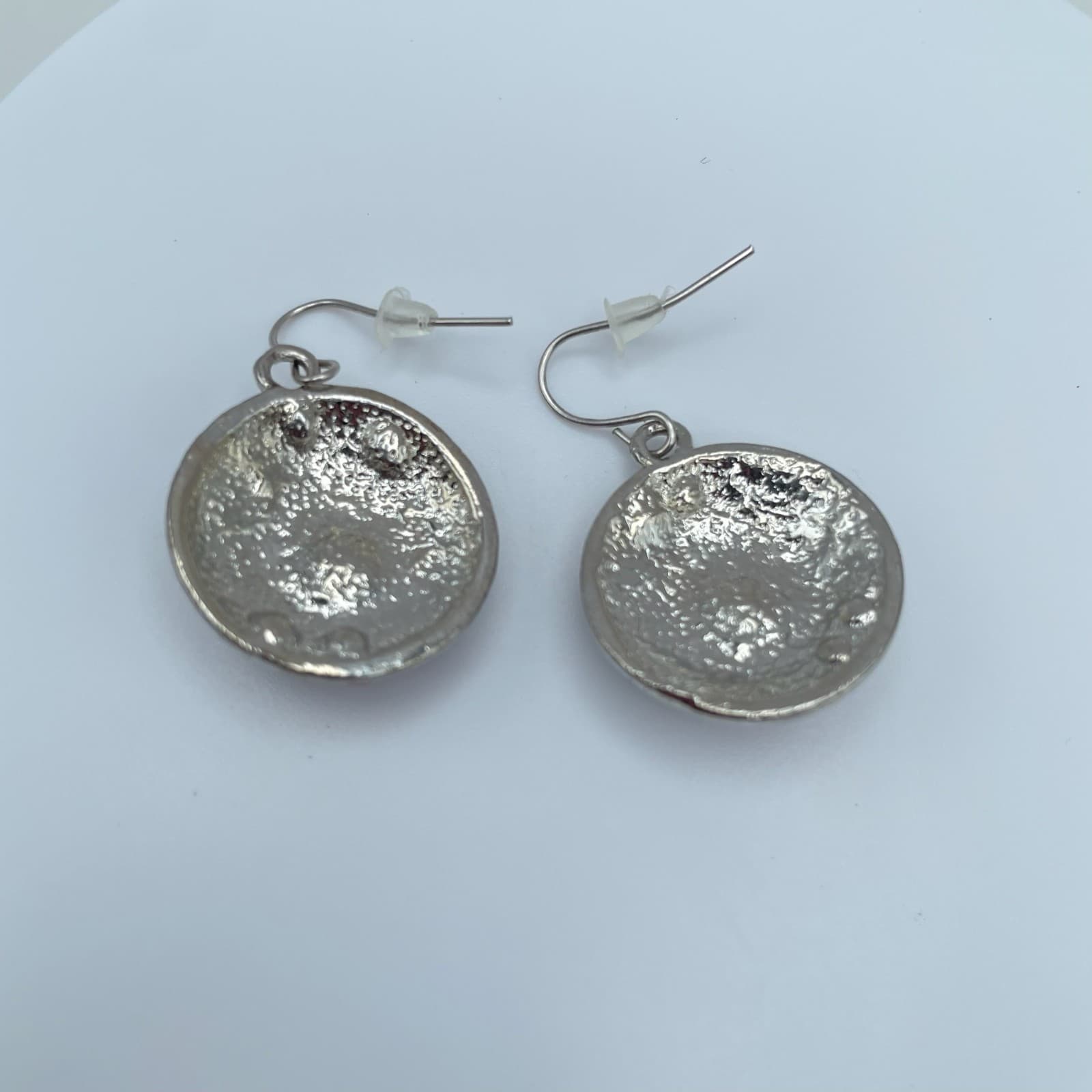 Vintage 90s Baby Boo Pink & Red Glass Silver Tone Round Dangle Earrings Fashion - Thumbnail 11