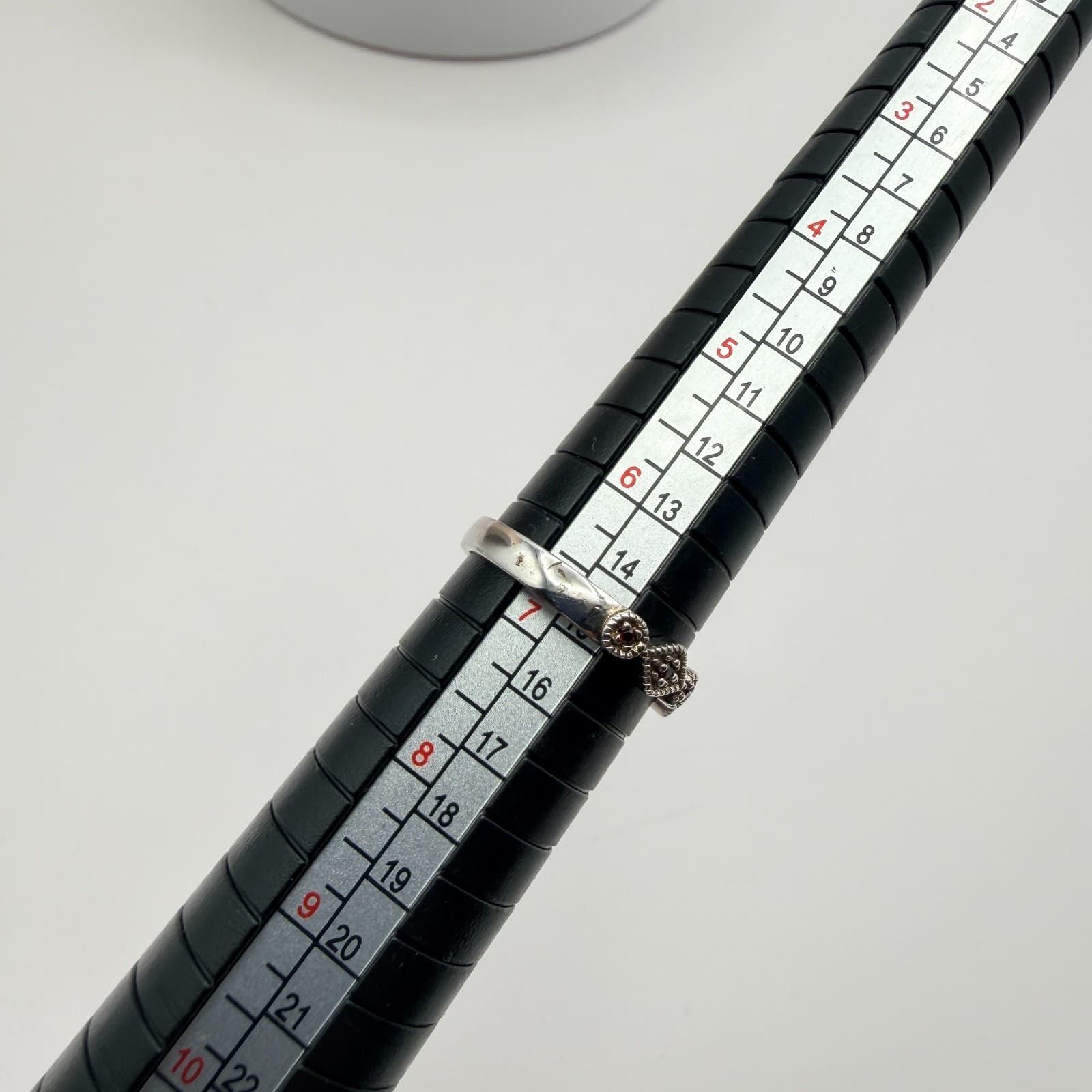 Vintage 90s Silver Tone Red Glass Ring Women's Classic Fashion Jewelry - Thumbnail 7