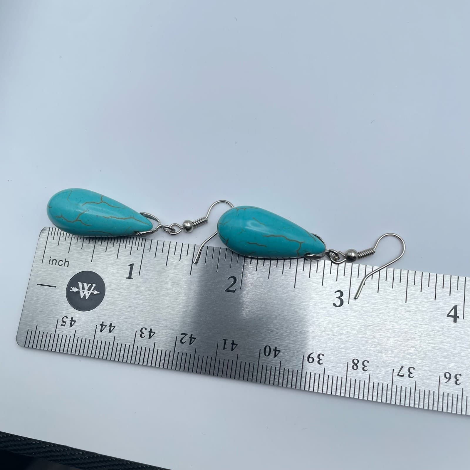 Vintage 90s Teardrop Turquoise Style Dangle Earrings Classic Women's Jewelry - Thumbnail 11