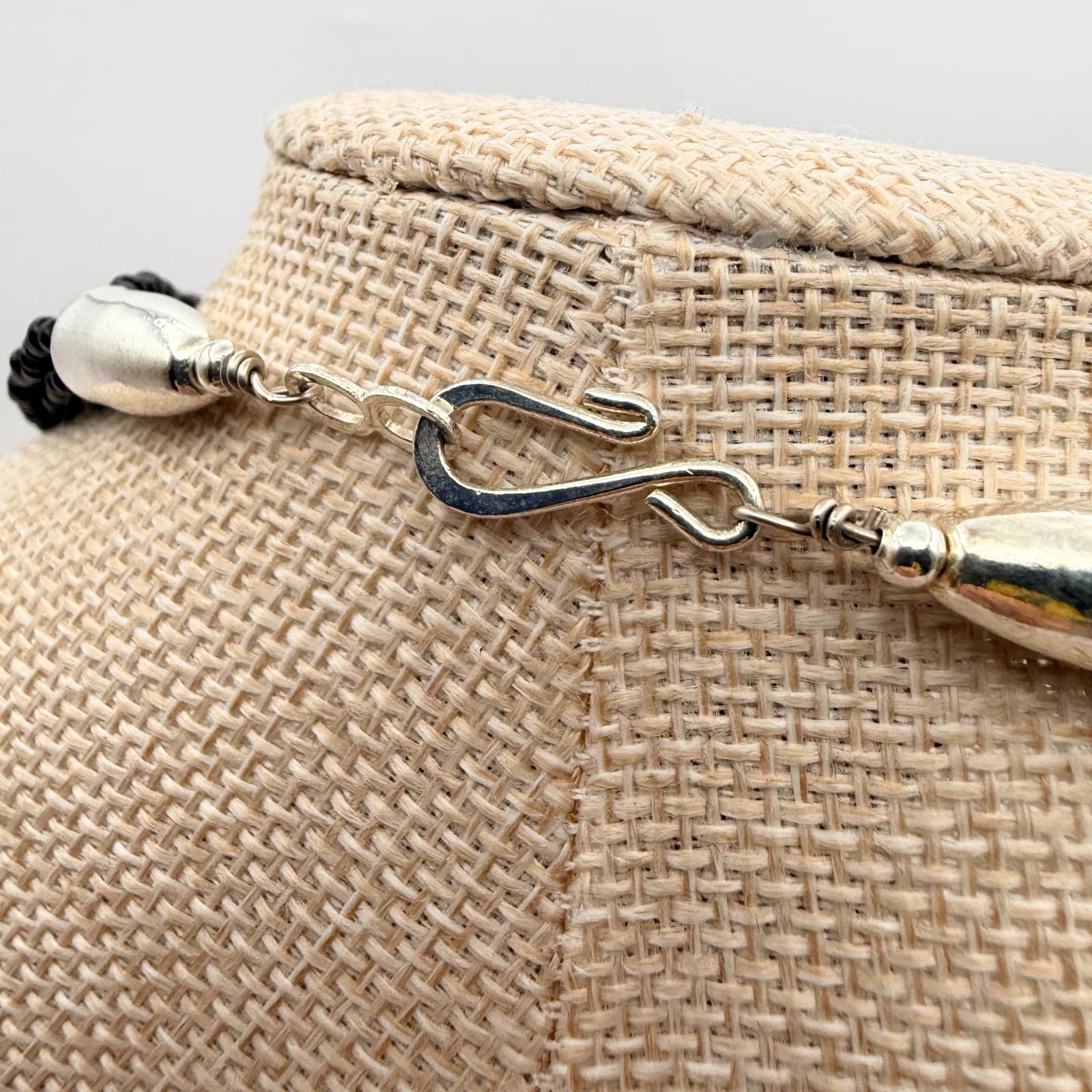 Vintage 90s Multi Strand Turquoise Black Glass Seed Bead Statement Necklace Boho - Thumbnail 7