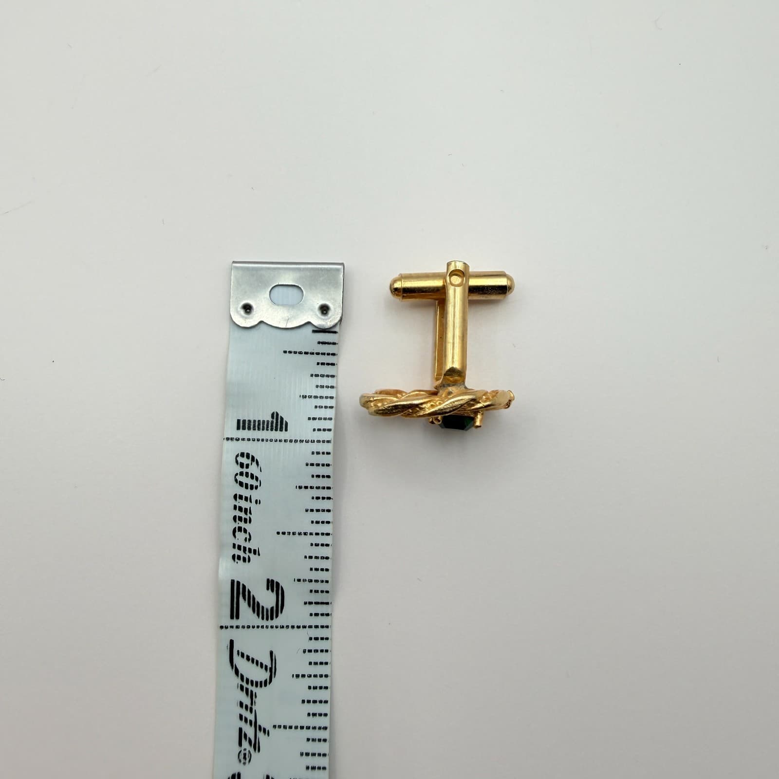 Vintage Y2K Gold Tone Faux Pearl Green Glass Cufflinks Set 2 Pair Men's Jewelry - Thumbnail 12