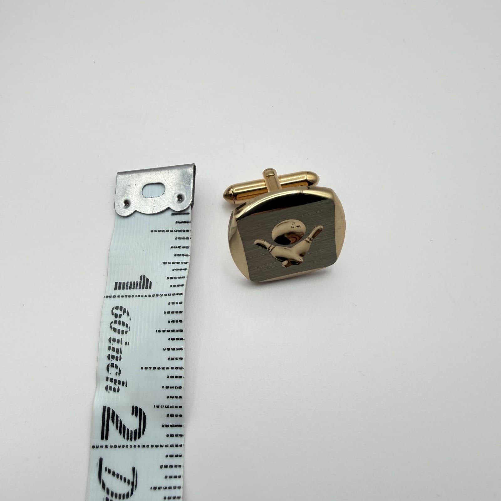 VTG Y2K Gold Tone Bowling Tie Tac Cufflinks Set Men's Classic Fashion Jewelry - Thumbnail 8
