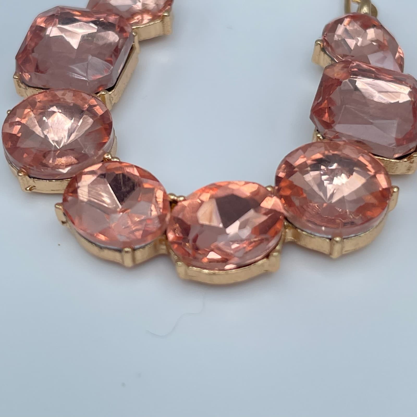 Vintage 90s Gold Tone Peach Pink Hoop Earrings Boho Women's Classic Jewelry - Thumbnail 13