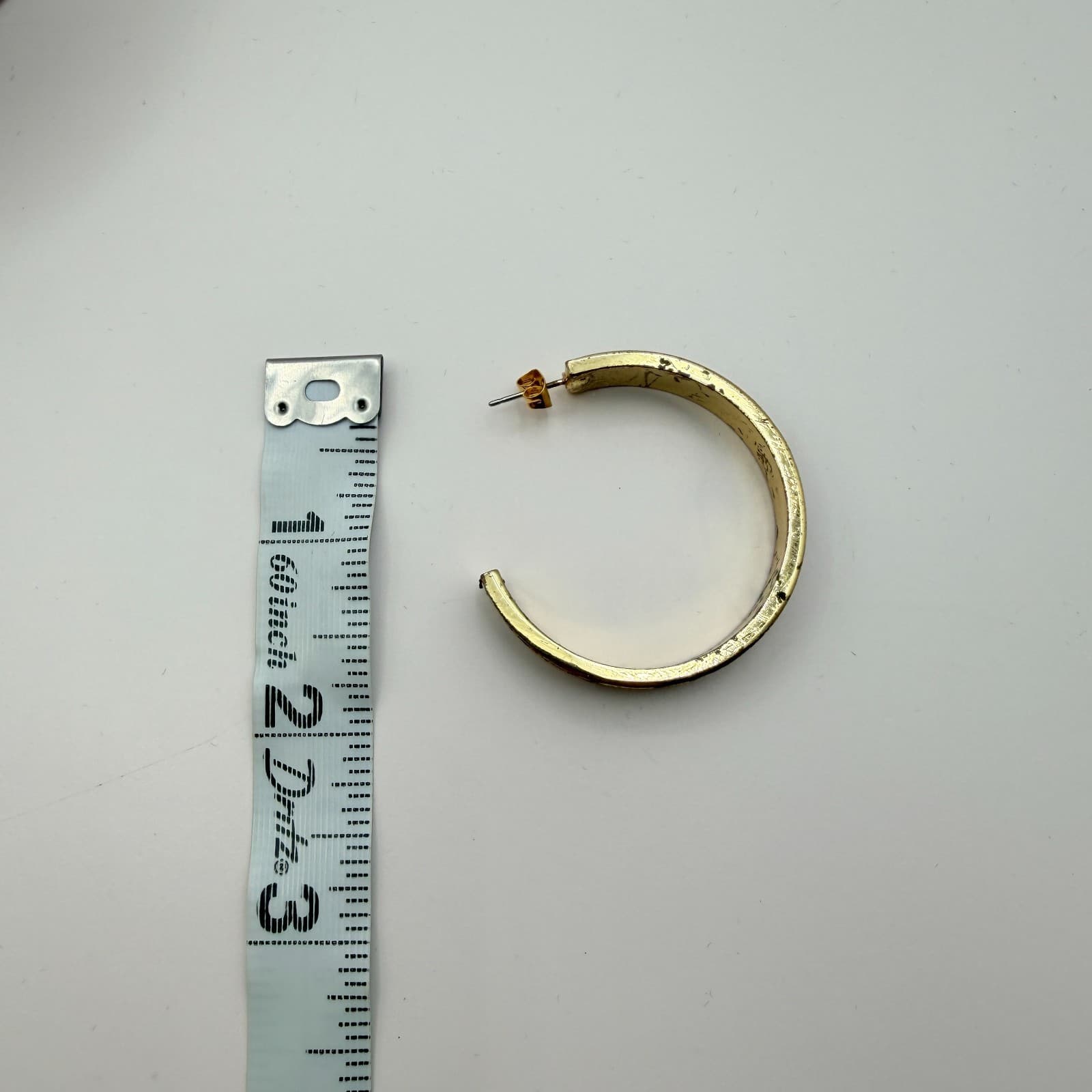 Vintage 90s Gold Tone Glitter Inlay Hoop Earrings Retro Boho Fashion Jewelry - Thumbnail 9