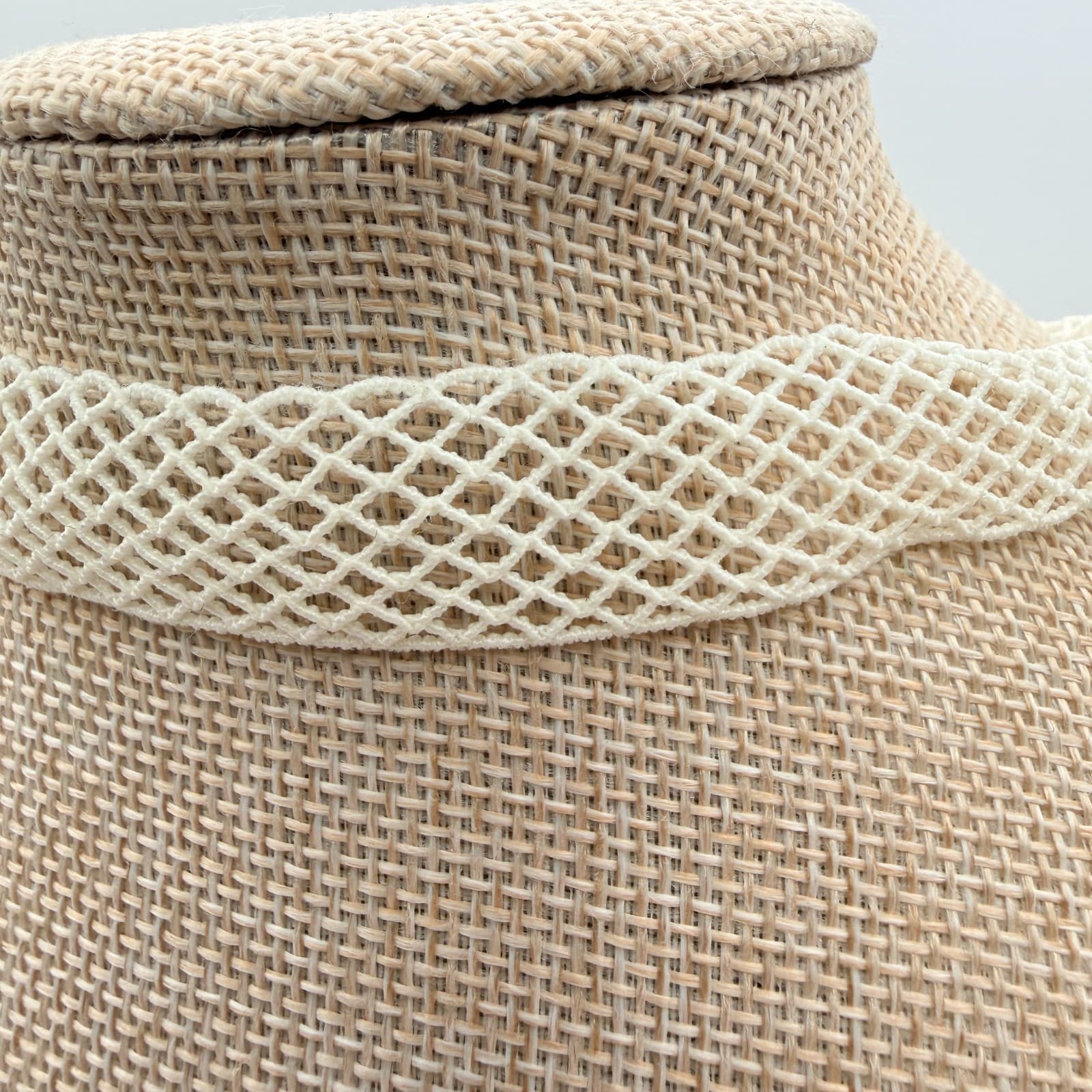 Vintage 90s White Mesh Lace Choker Necklace Boho Fishnet Classic Fashion Jewelry - Thumbnail 3