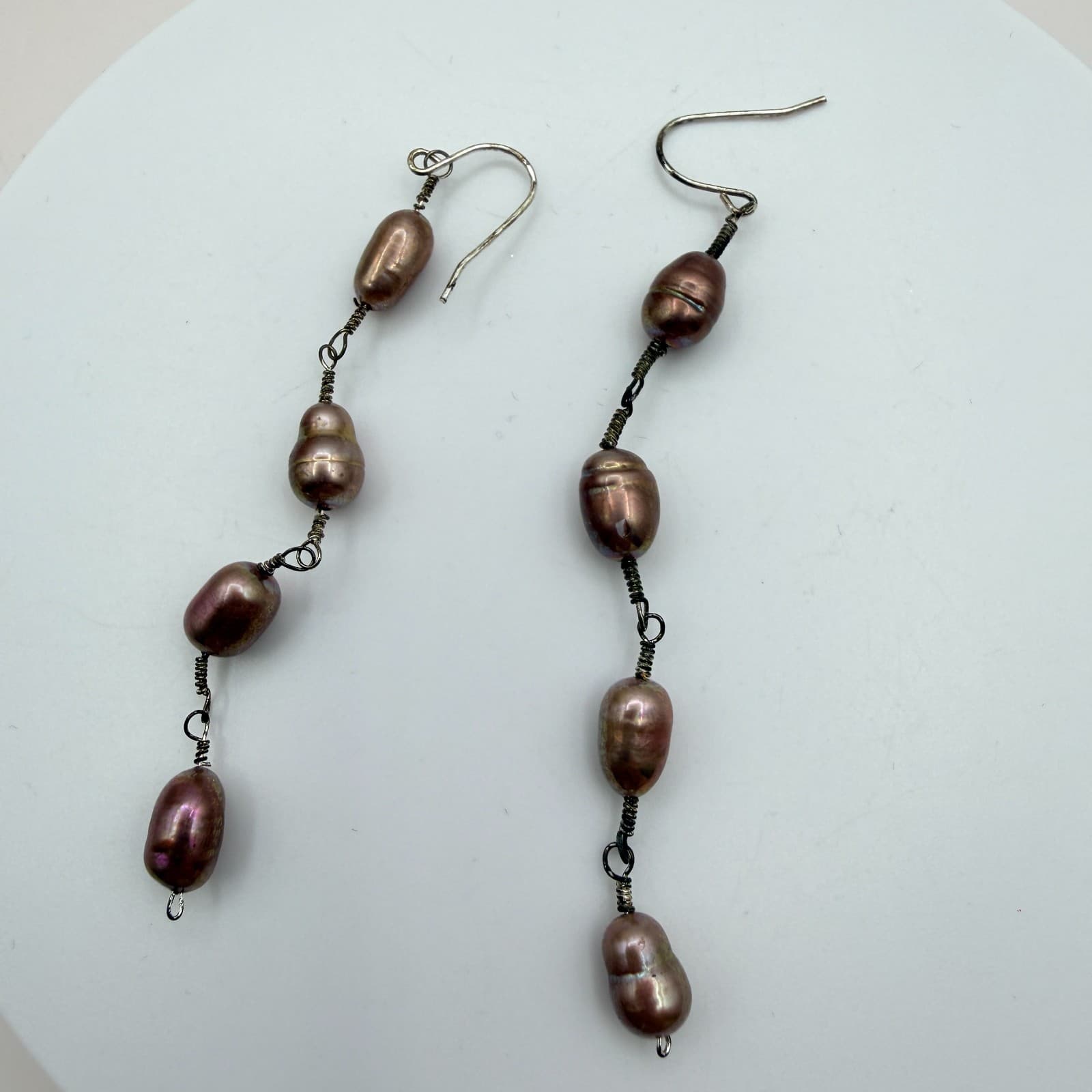 Vintage Y2K Pink Glass Faux Pearl Beaded Dangle Earrings Set Women's Jewelry - Thumbnail 8