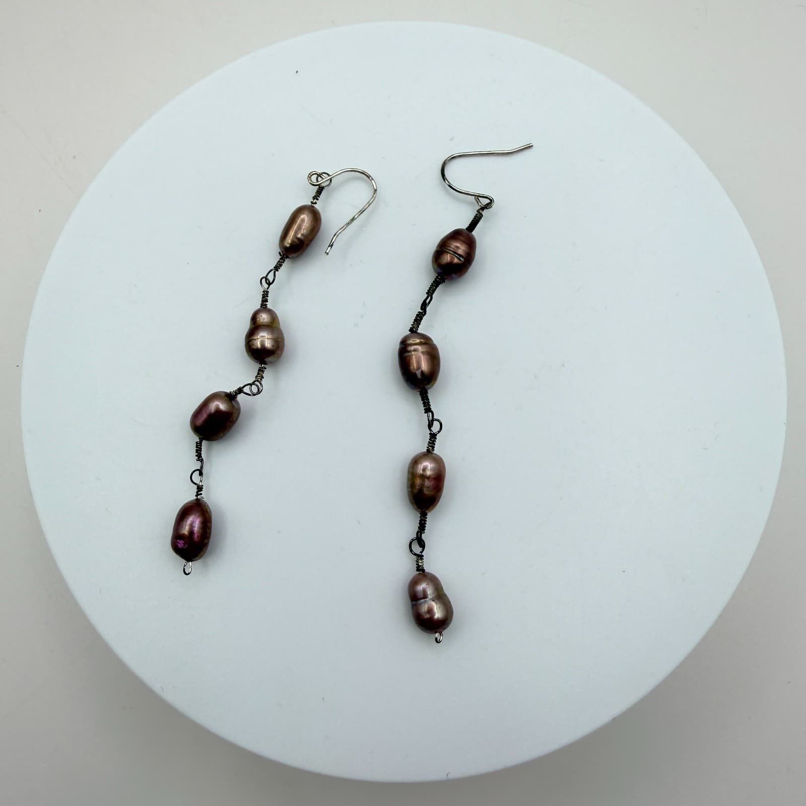 Vintage Y2K Pink Glass Faux Pearl Beaded Dangle Earrings Set Women's Jewelry - Thumbnail 7