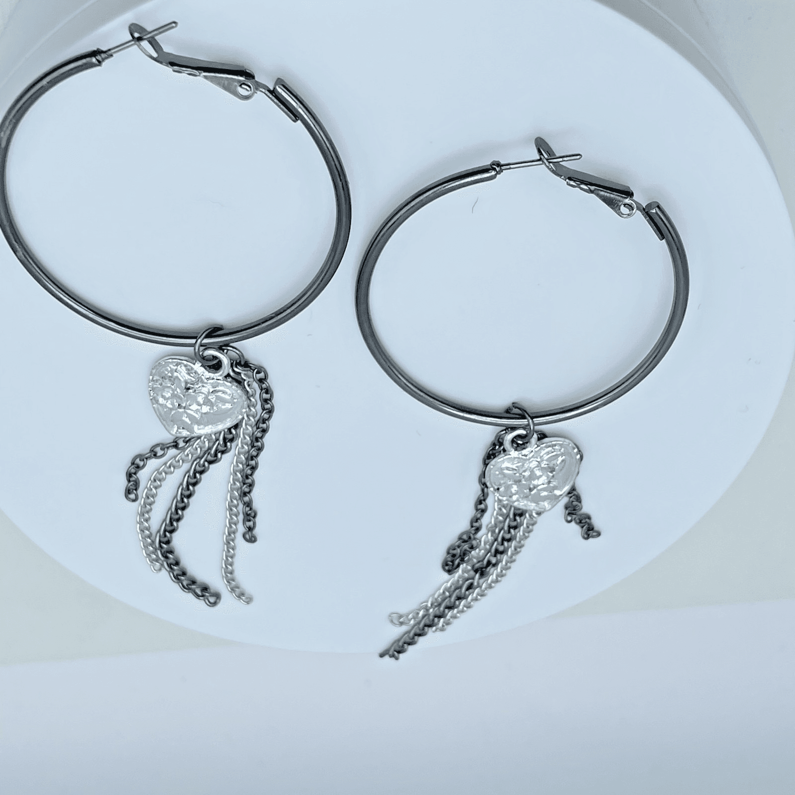 Vintage 90s Silver Tone Mesh Wrap Hoop Earrings Fashion Women's Classic Jewelry - Image 1