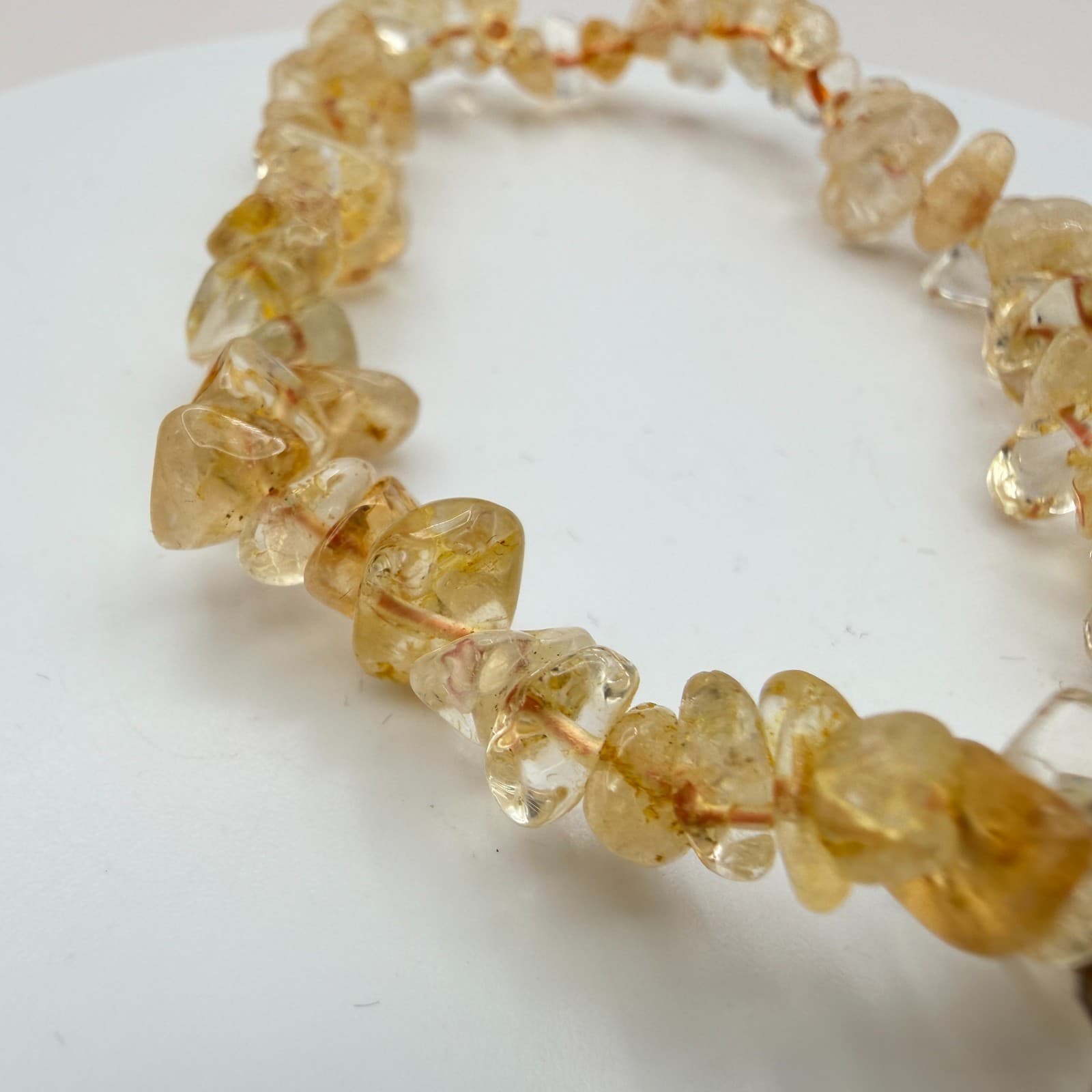 Vintage Yellow Glass Chip Stretch Bracelet Evil Eye Glass Ball Charm Jewelry - Thumbnail 4