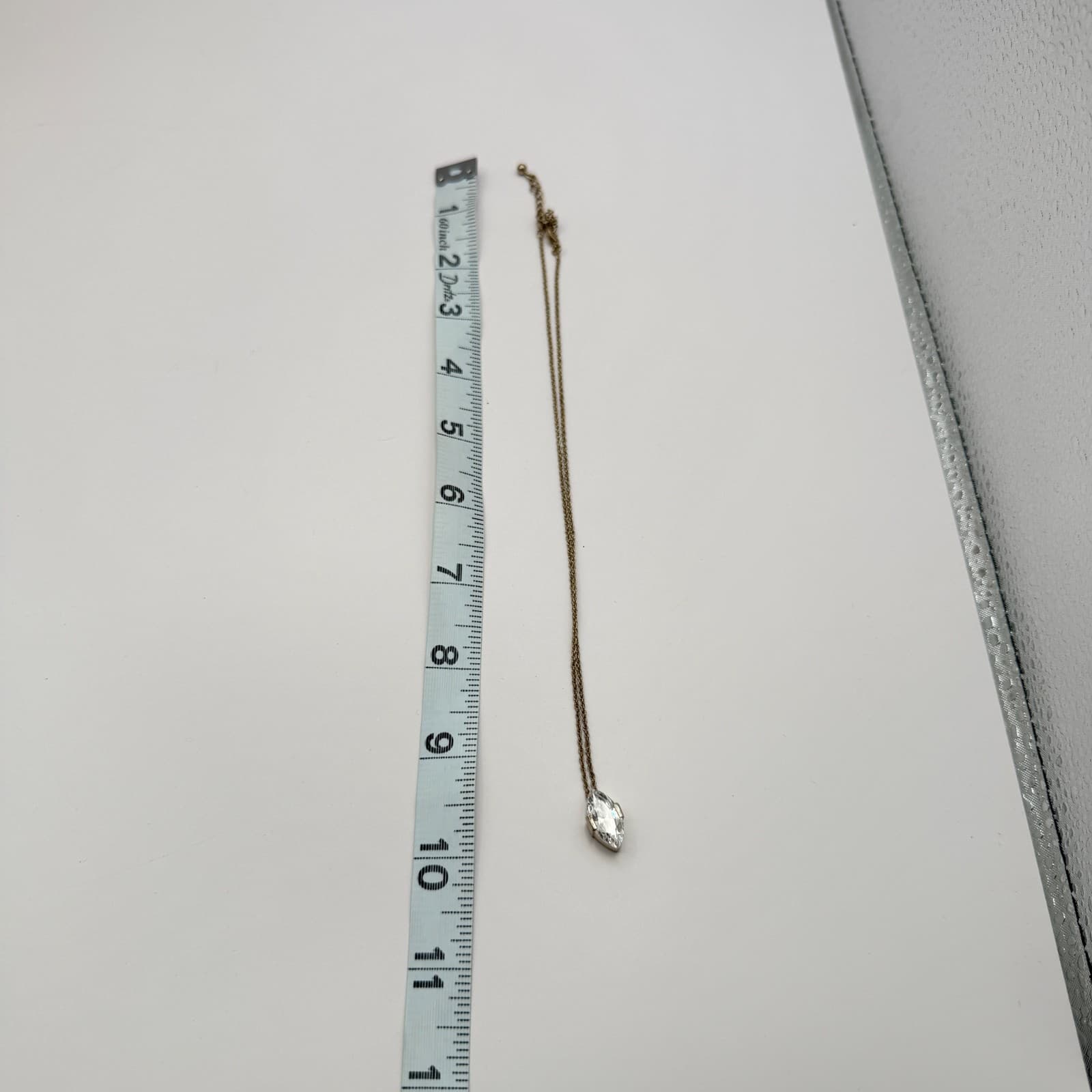 Vintage Y2K Avon Silver Tone Rope Chain Marquise Pendant Necklace Jewelry - Thumbnail 9