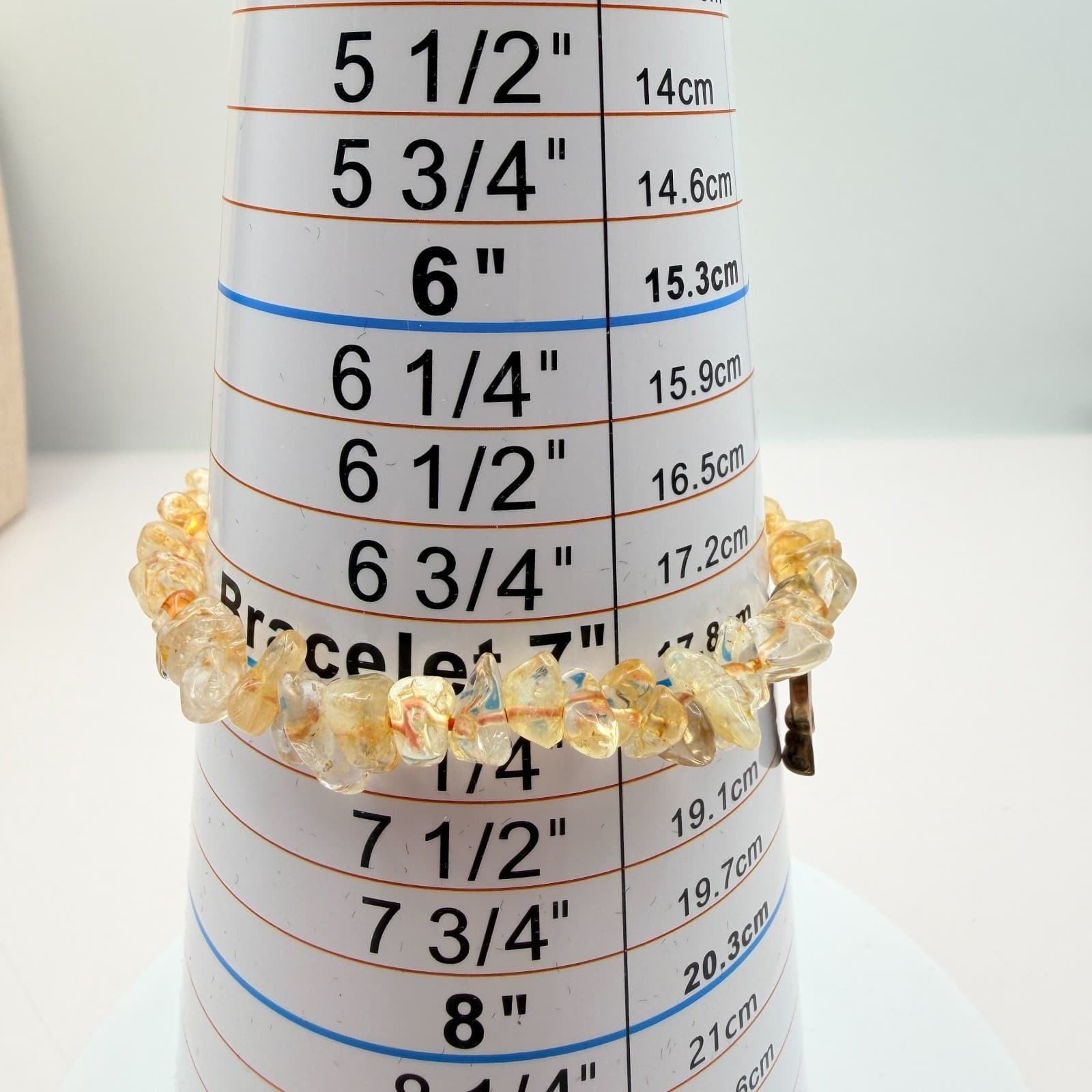 Vintage Yellow Glass Chip Stretch Bracelet Evil Eye Glass Ball Charm Jewelry - Thumbnail 9