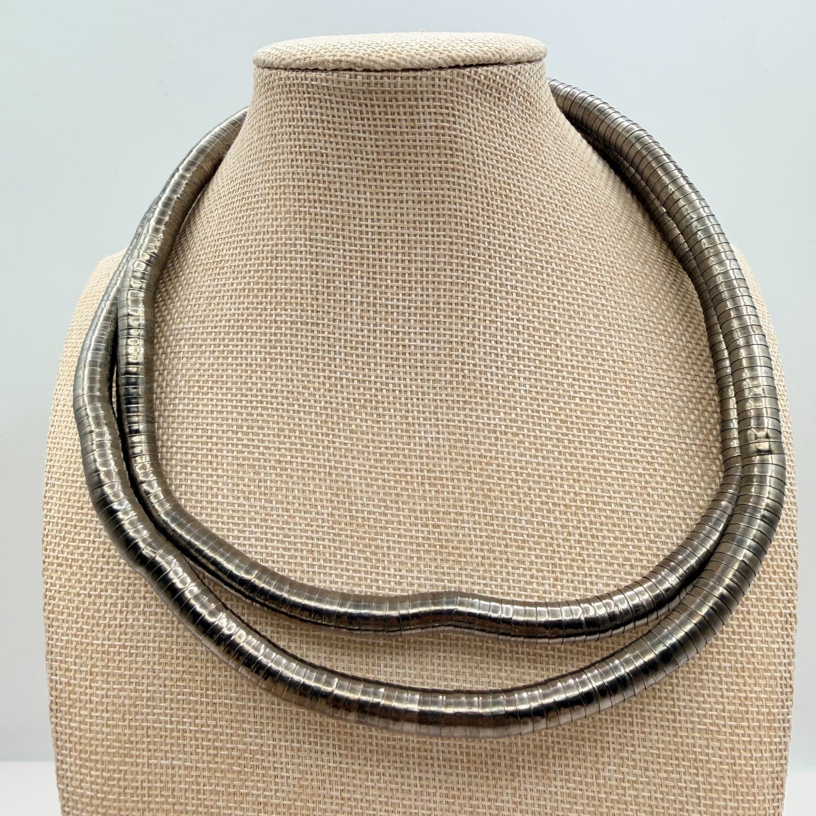 Vintage Y2K Silver Tone Bendable Snake Chain Necklace Statement Women's Jewelry - Thumbnail 6