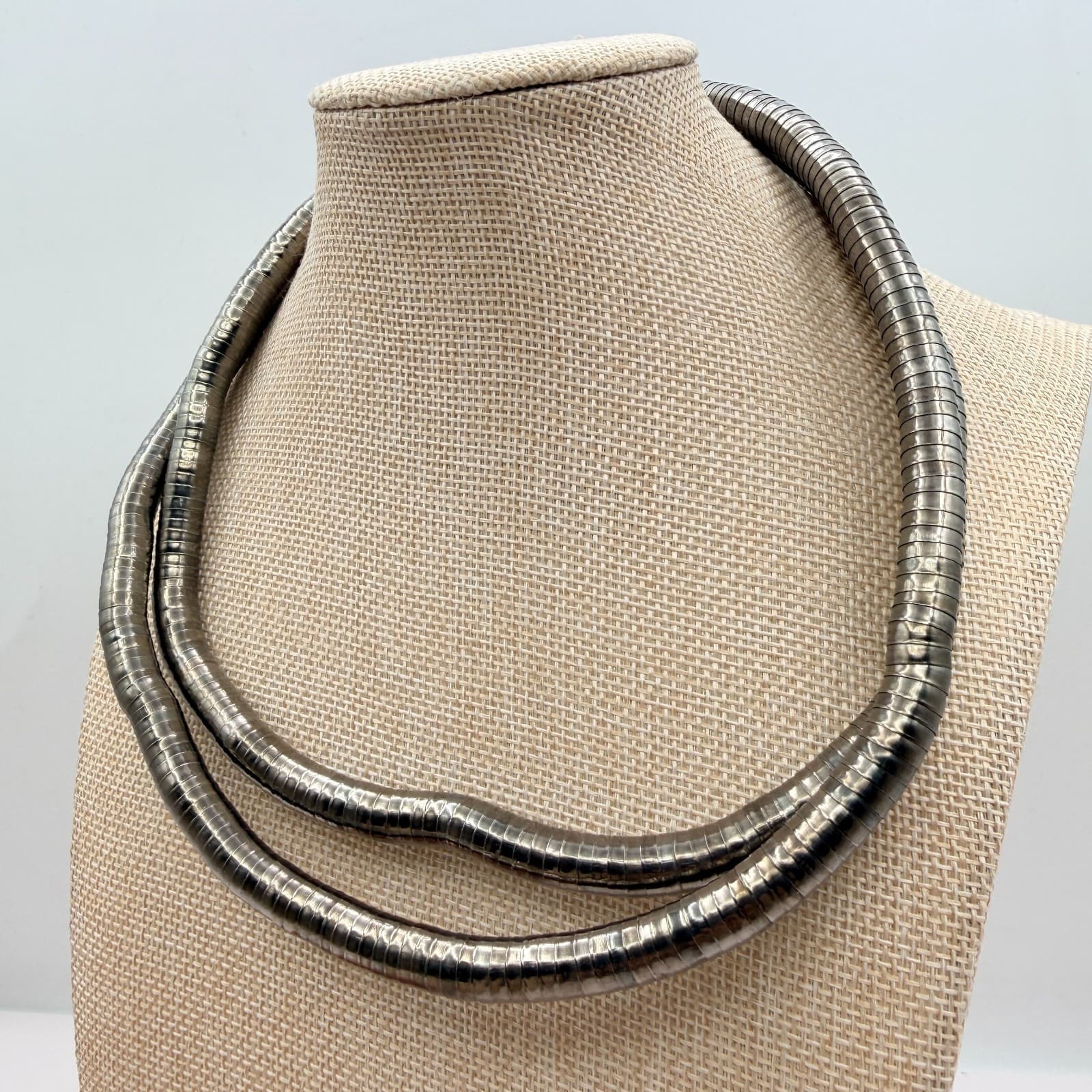 Vintage Y2K Silver Tone Bendable Snake Chain Necklace Statement Women's Jewelry - Thumbnail 5