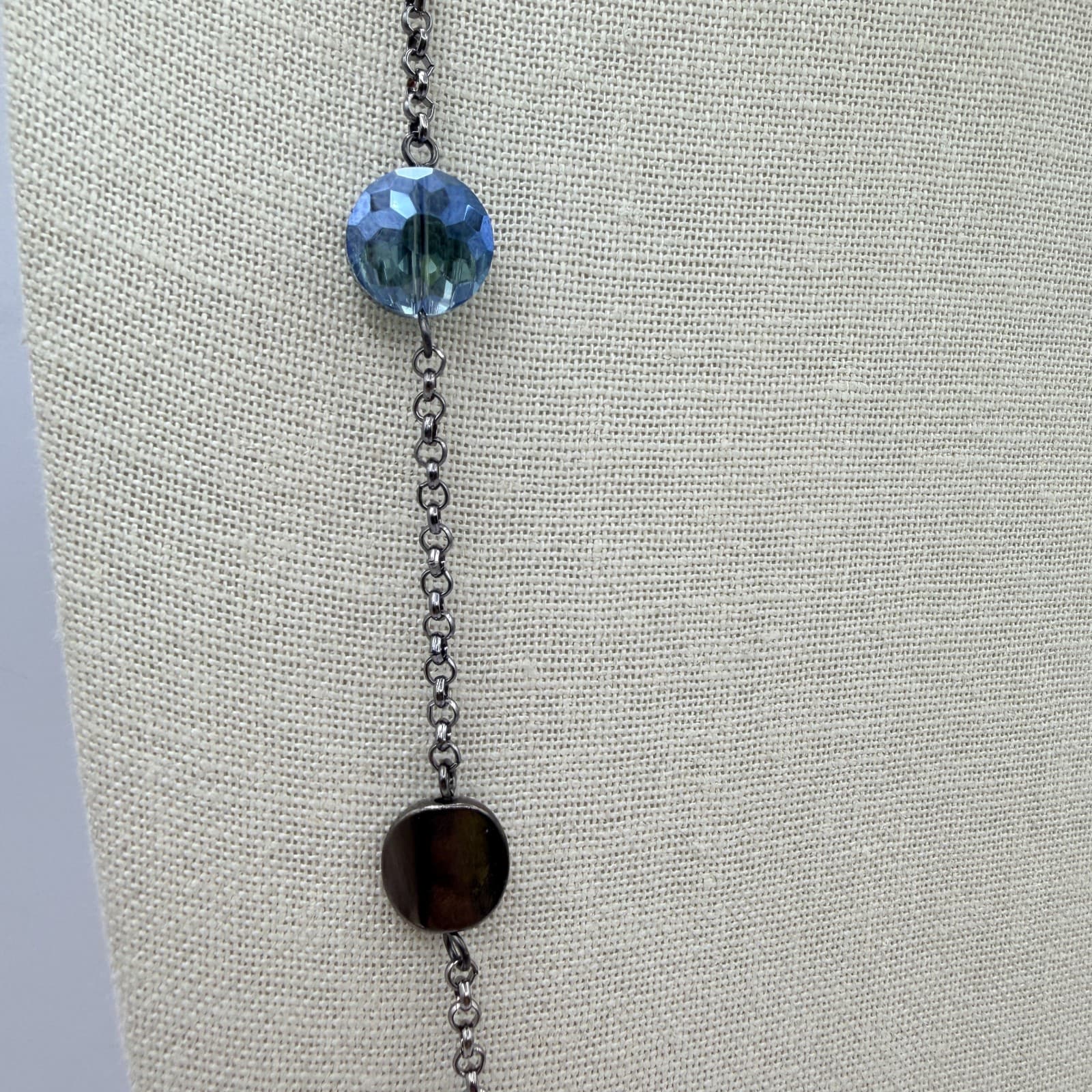 Vintage Y2K Silver Tone Beaded Station Chain Necklace Women's Classic Jewelry - Thumbnail 4