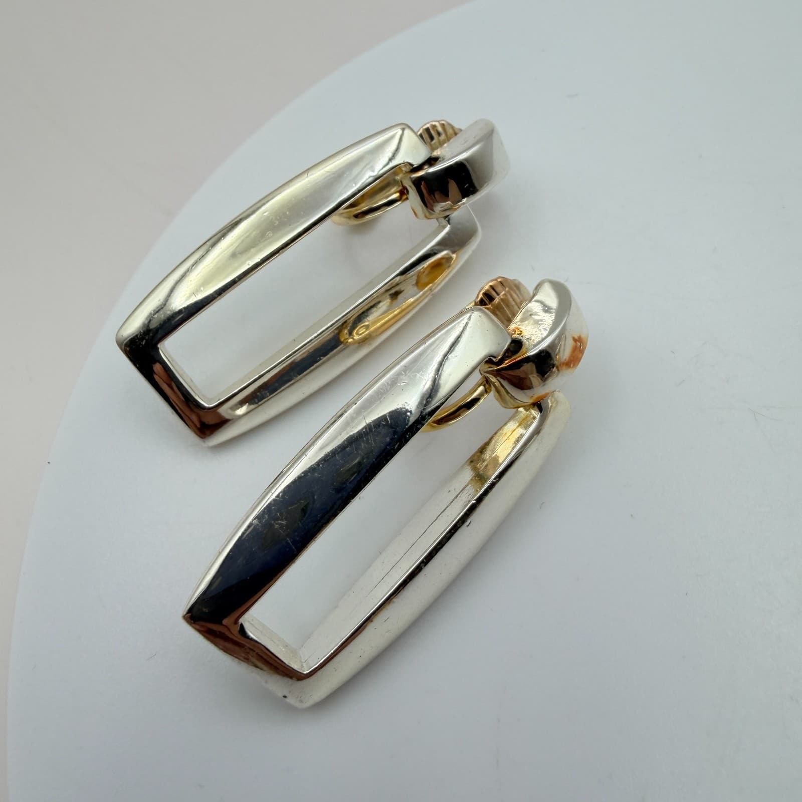 Vintage Y2K Silver Tone Geometric Rectangle Hoop Earrings Set Women's Jewelry - Thumbnail 6