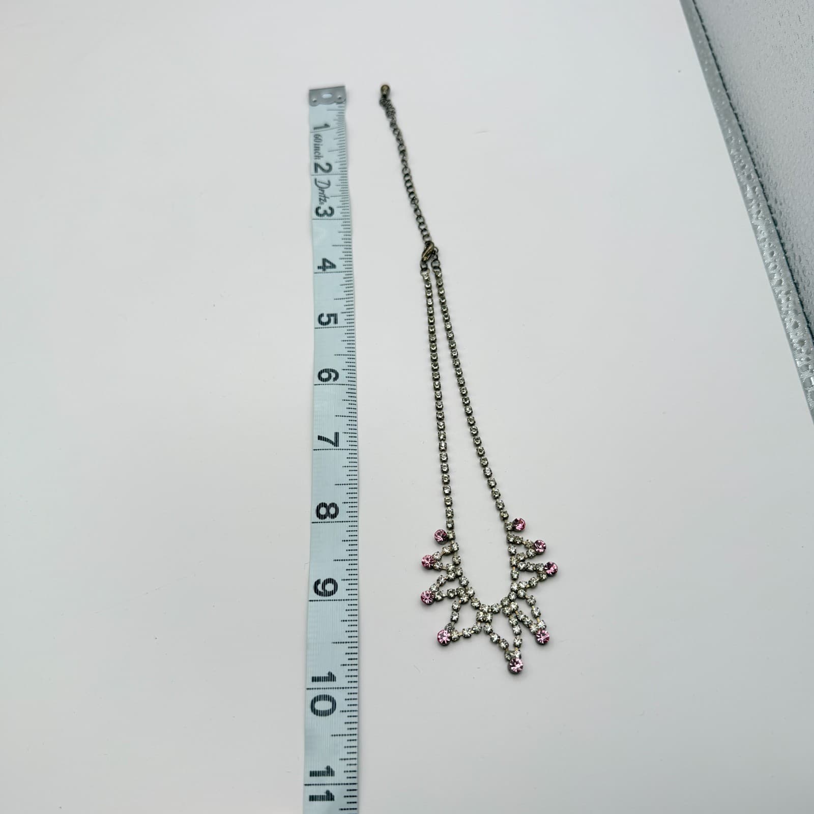 Vintage Y2K Silver Tone Rhinestone Choker Necklace Statement Women's Jewelry - Thumbnail 9