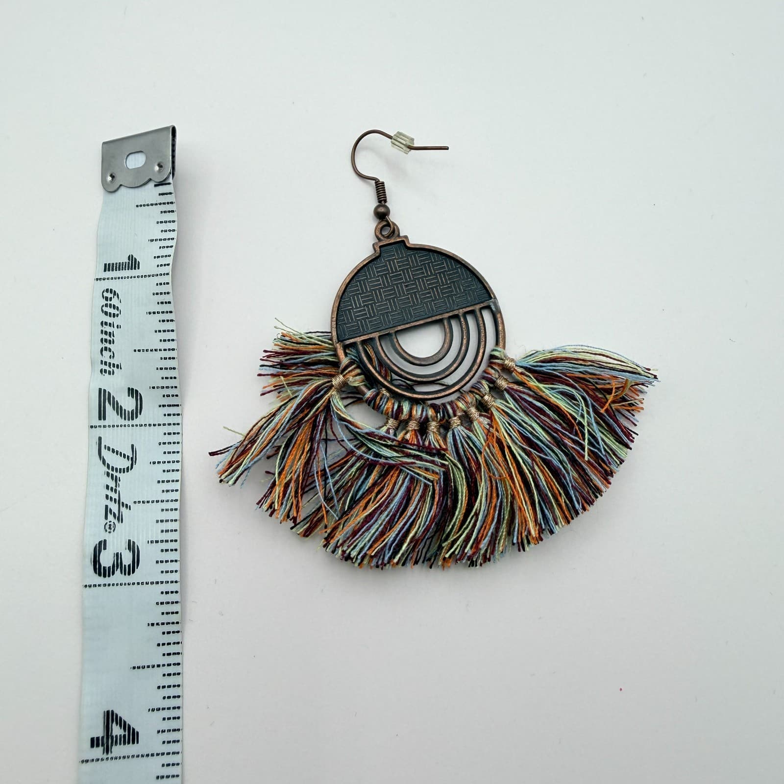 Vintage 90s Boho Statement Tassel Dangle Earrings Set Women's Classic Jewelry - Thumbnail 9