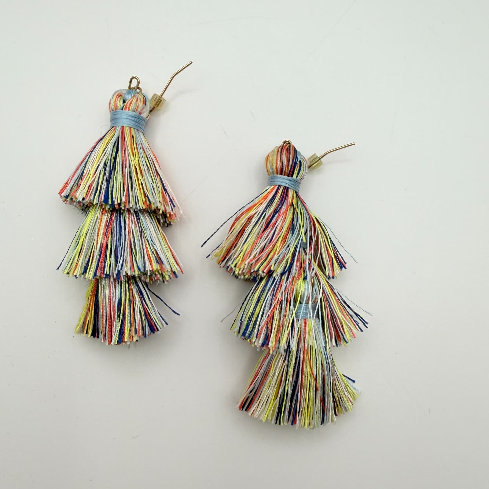 Vintage 90s Boho Statement Tassel Dangle Earrings Set Women's Classic Jewelry - Thumbnail 6