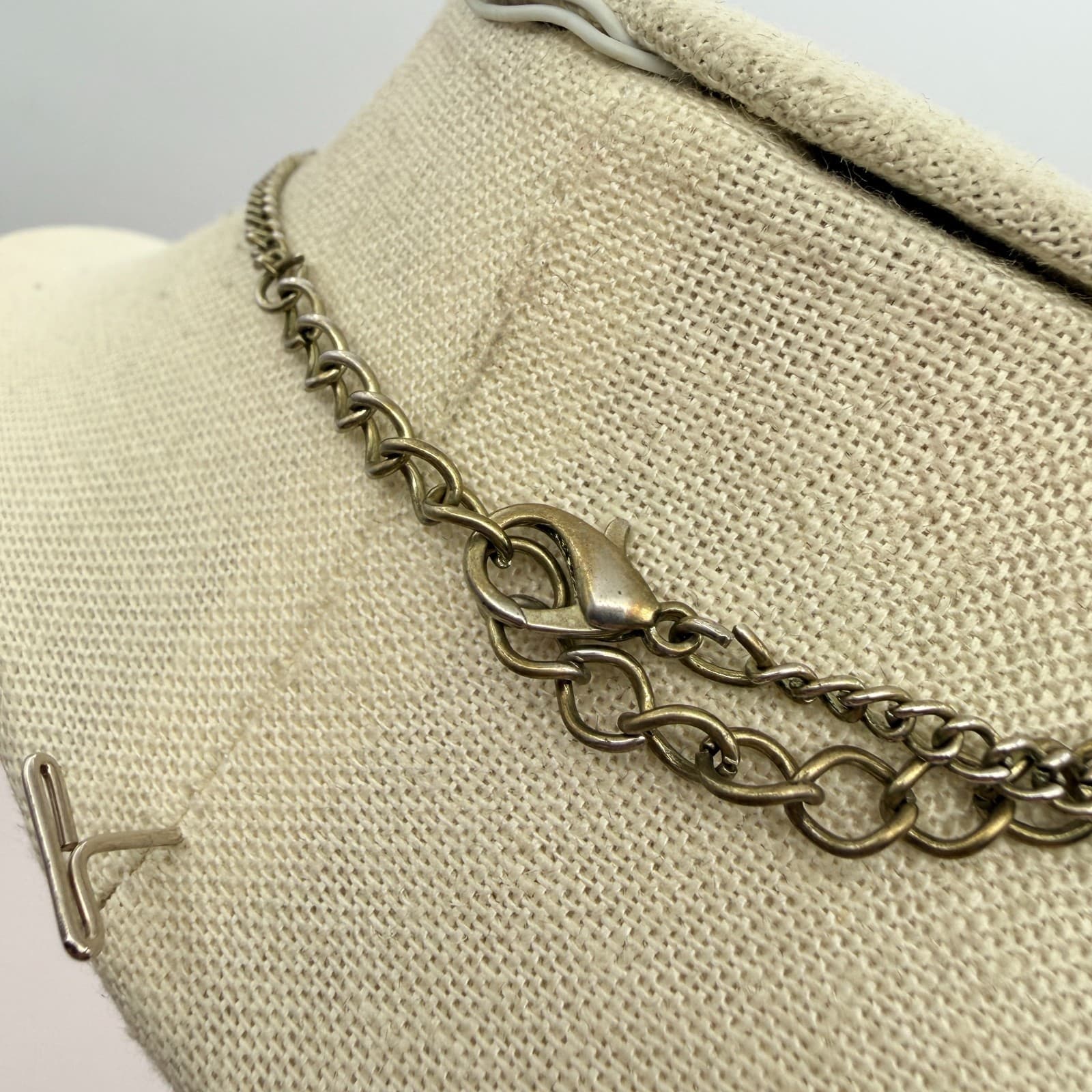 Vintage 90s Gold Tone Floral Faux Pearl Statement Necklace Women's Jewelry - Thumbnail 11