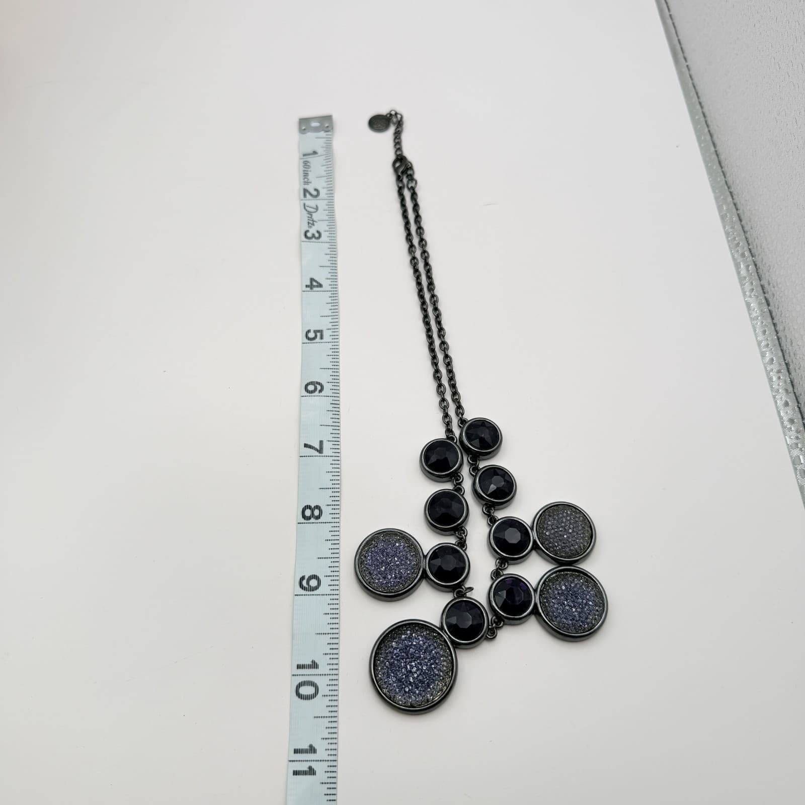 Vintage Y2K Gunmetal Tone Bib Necklace Statement Boho Women's Classic Jewelry - Thumbnail 9