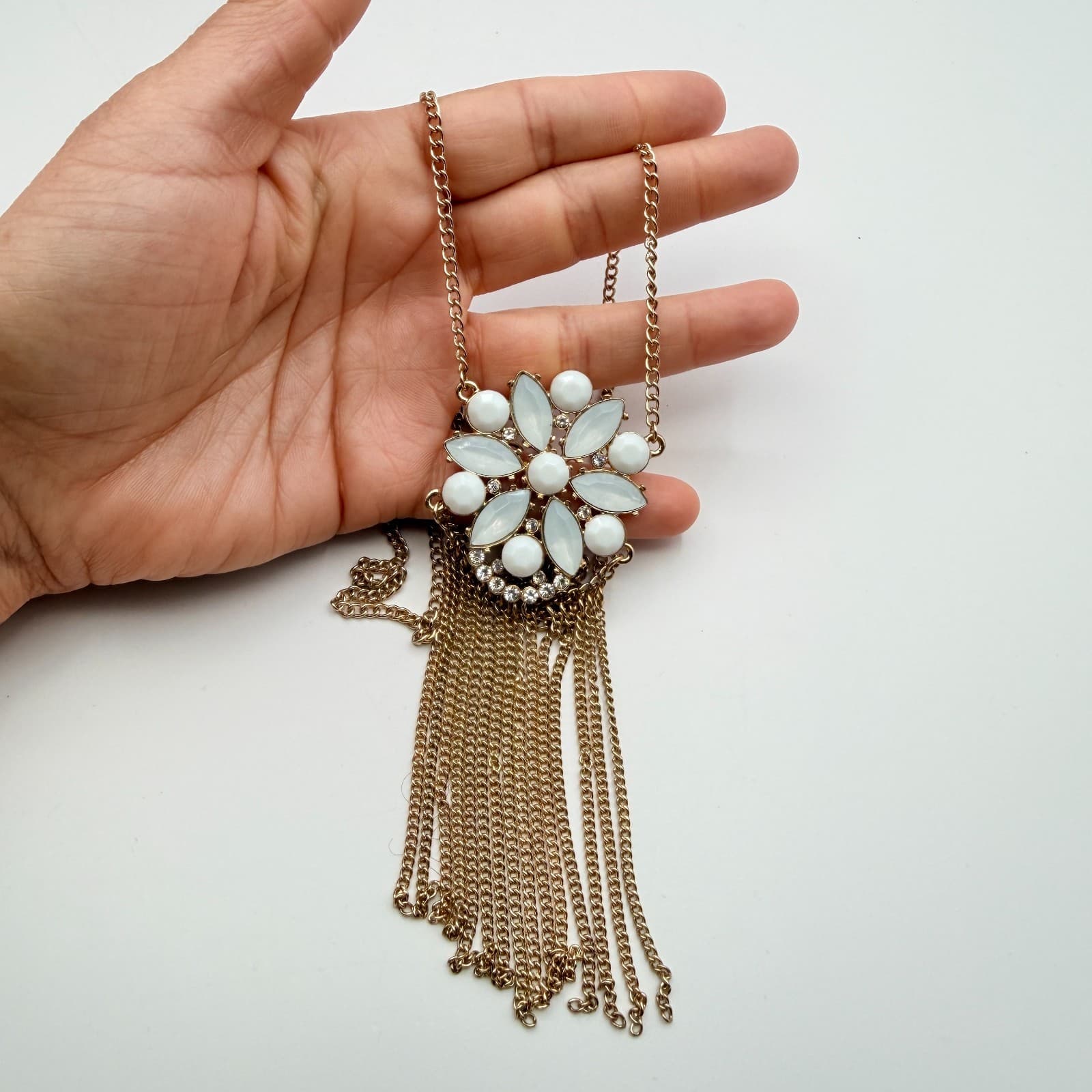 Vintage Y2K Gold Tone Floral Necklace Statement Boho Women's Classic Jewelry - Thumbnail 7