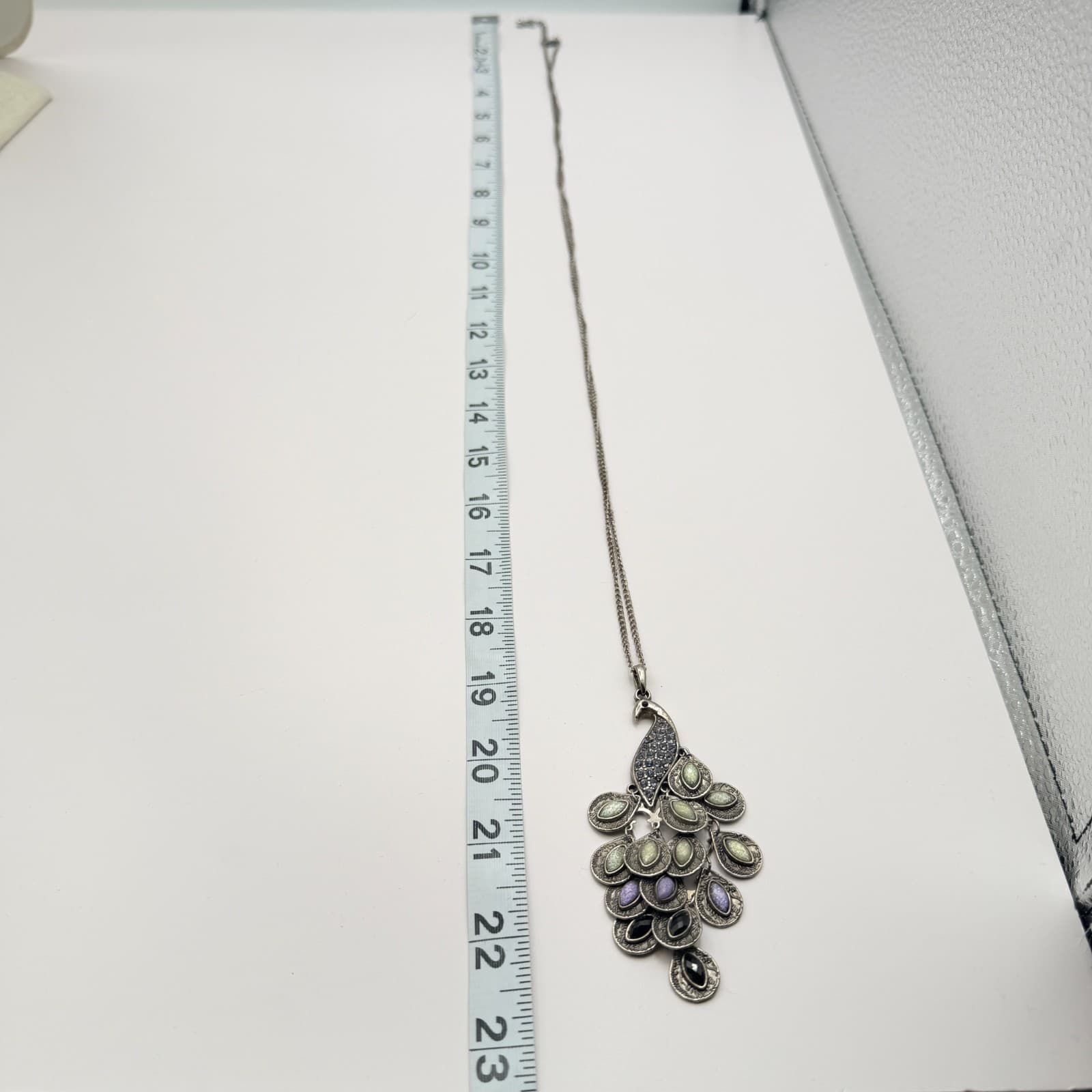Vintage Y2K Silver Tone Peacock Pendant Necklace Boho Women's Classic Jewelry - Thumbnail 9