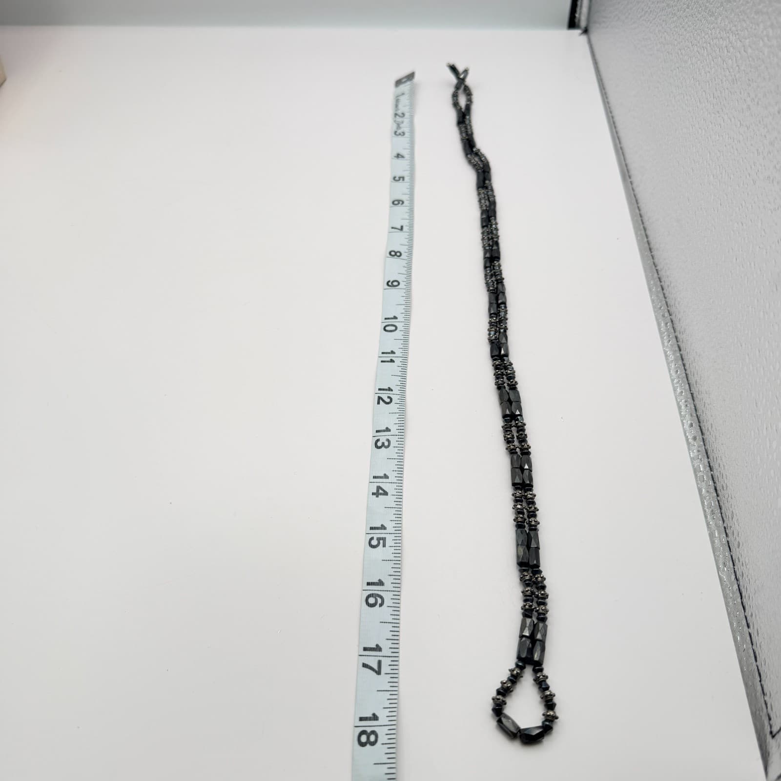 Vintage Y2K Silver Tone Black Faux Pearl Beaded Necklace Set Women's Jewelry - Thumbnail 12