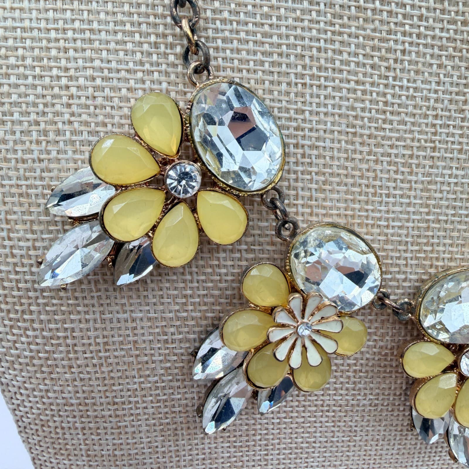 Vintage Y2K Floral Bib Rhinestone Necklace Statement Women's Classic Jewelry - Thumbnail 4